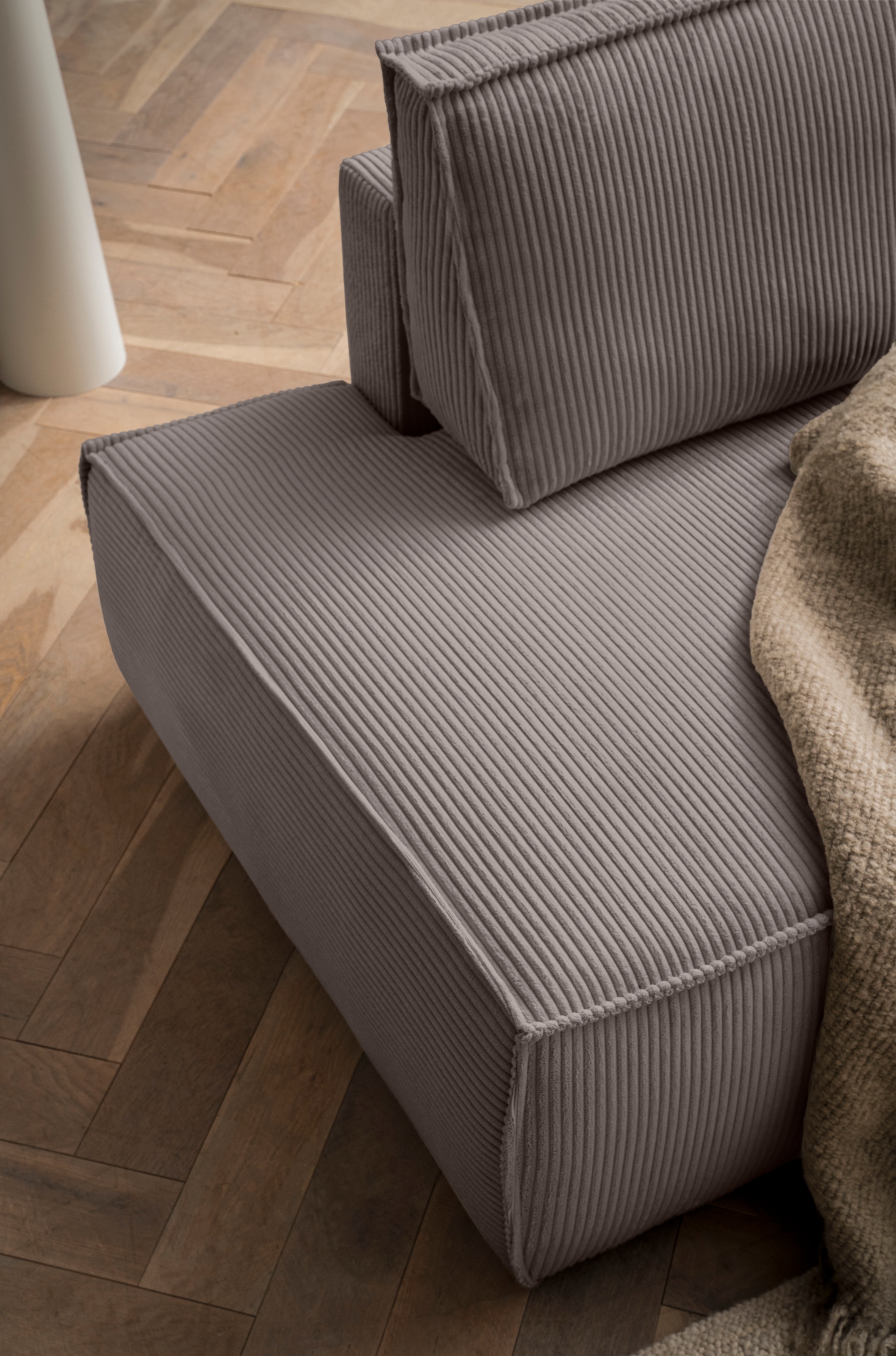 Home affaire Ecksofa »SHERWOOD, Schlafsofa in L-Form offen (275cm), Cord, Leinenoptik«, Schlaffunktion und Bettkasten, Kedernaht, hoher Sitz- & Liegekomfort