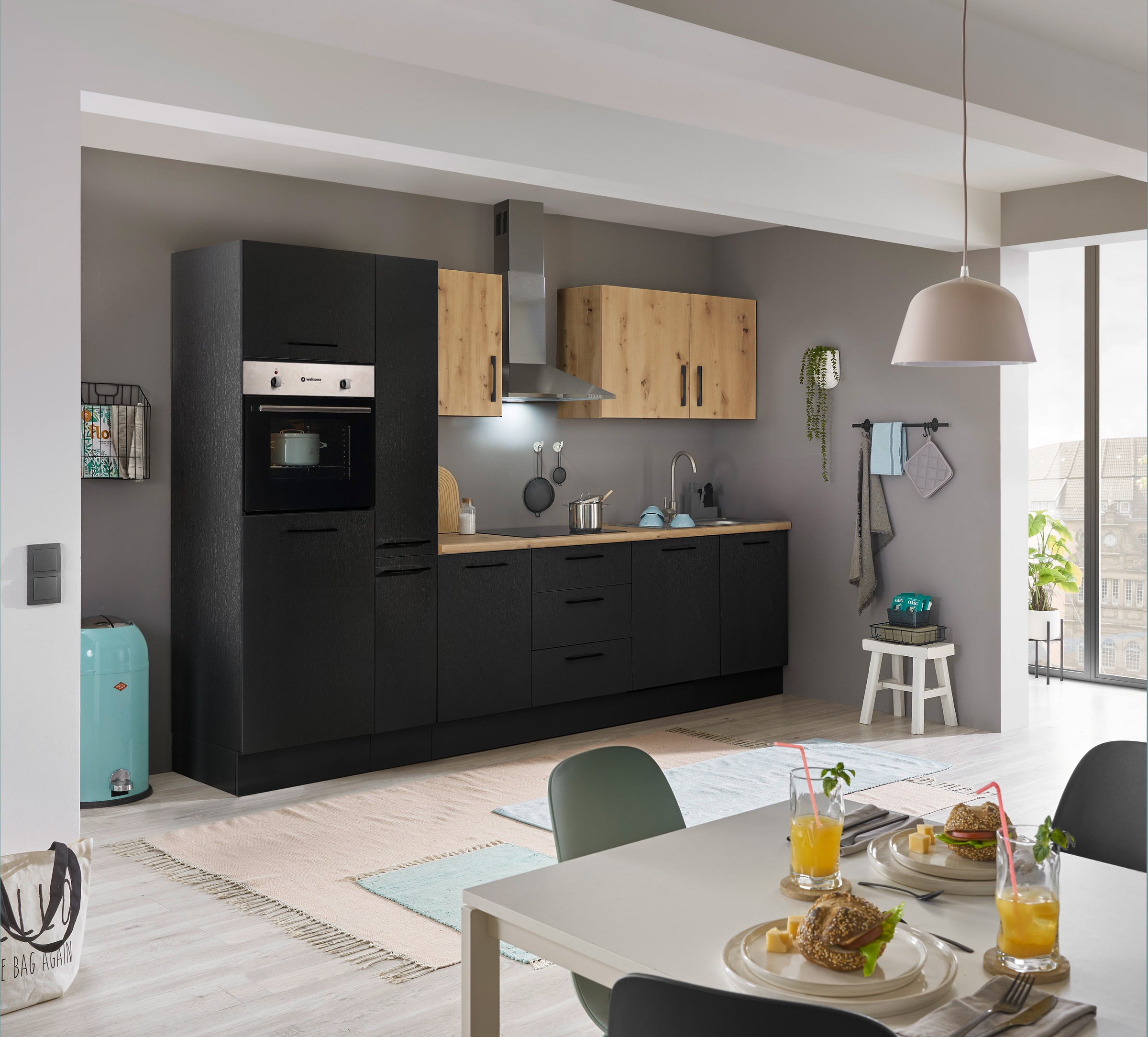 BASIC by Balculina Küchenzeile »Turin« Breite 310 cm, wahlweise mit E-Geräten