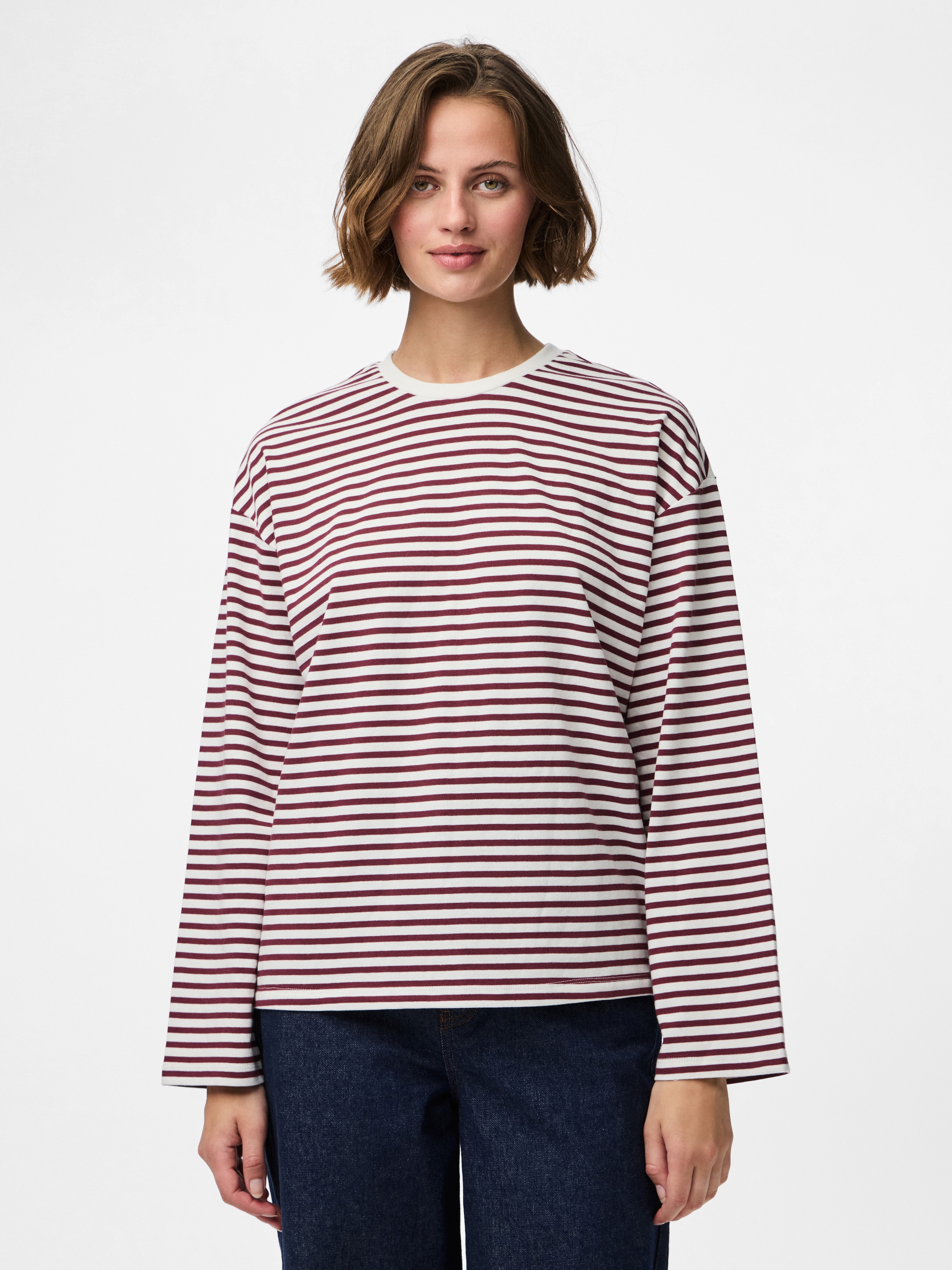 pieces Langarmshirt "PCSADIE LS TOP JRS NOOS" Baumwollmischung, oversize