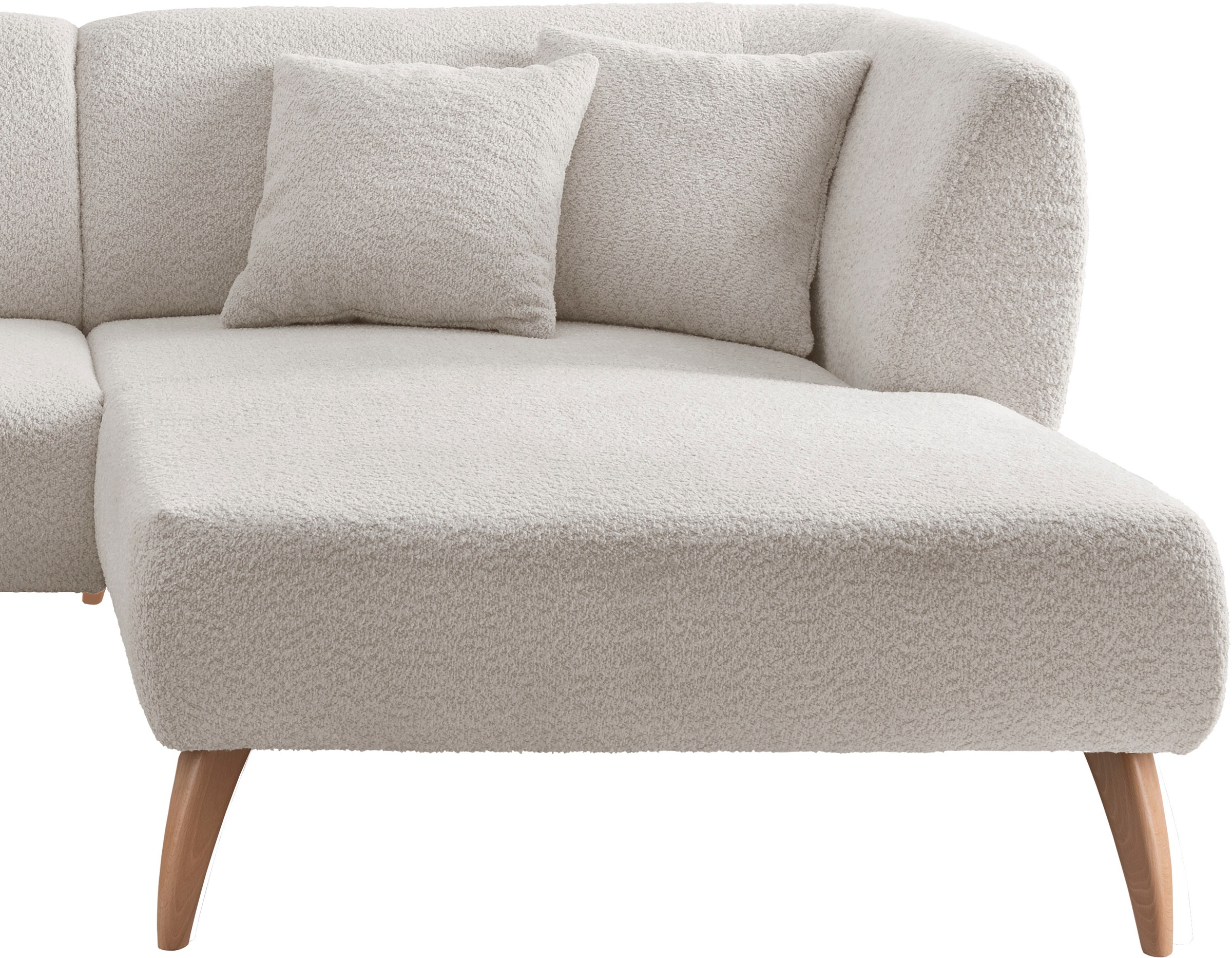 INOSIGN Ecksofa »Colori L-Form«, Holzfußfarbe wählbar, inkl. 4x Zierkissen
