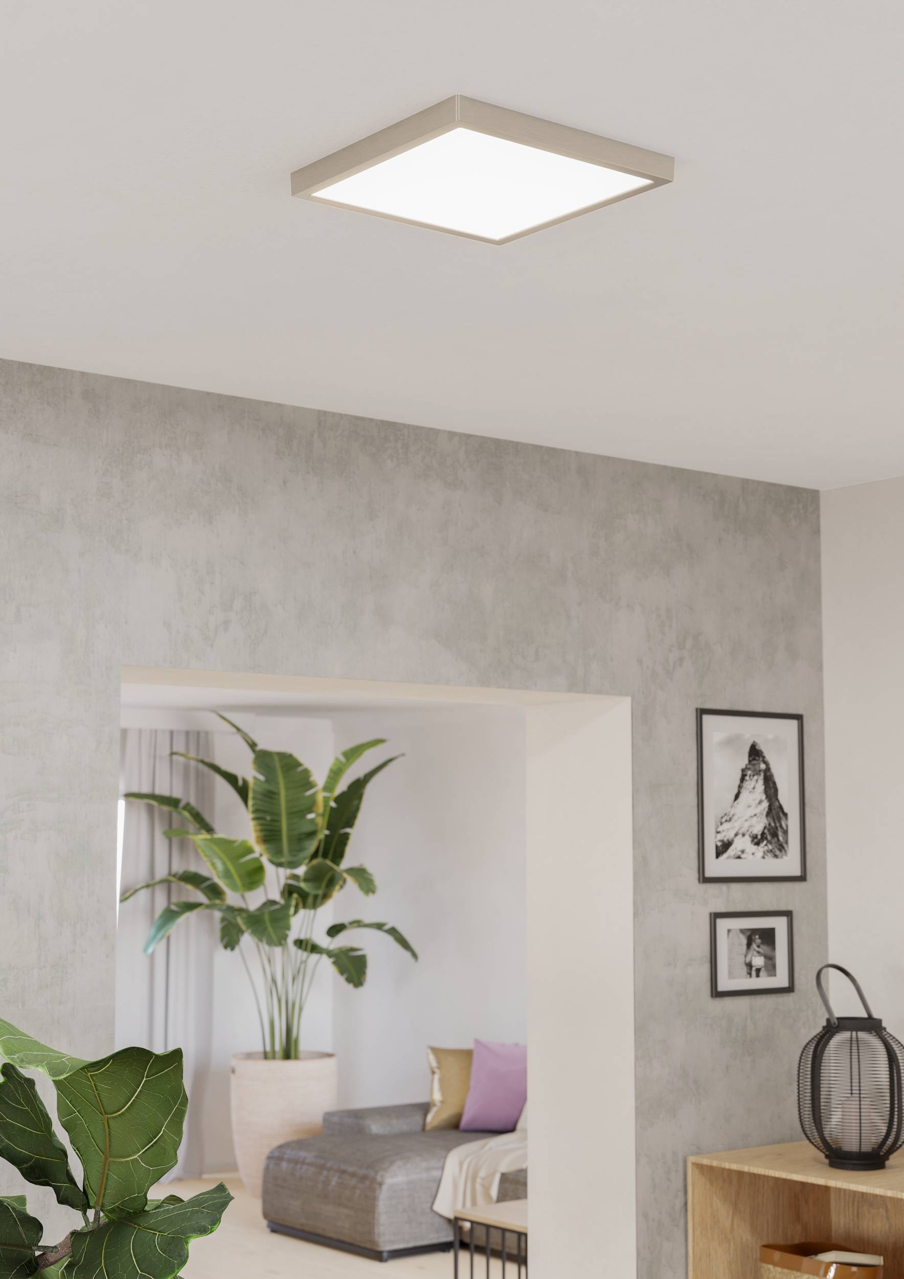 EGLO Aufbauleuchte »Fueva 6 Deckenleuchte, Metall und Kunststoff, Deckenbeleuchtung, Lampe« LED-Modul 1 Stk. Kaltweiß | Neutralweiß | Warmweiß Aufbauleuchte - L29 x B29 x H2,5 cm - nickel-matt - 13W inkl.