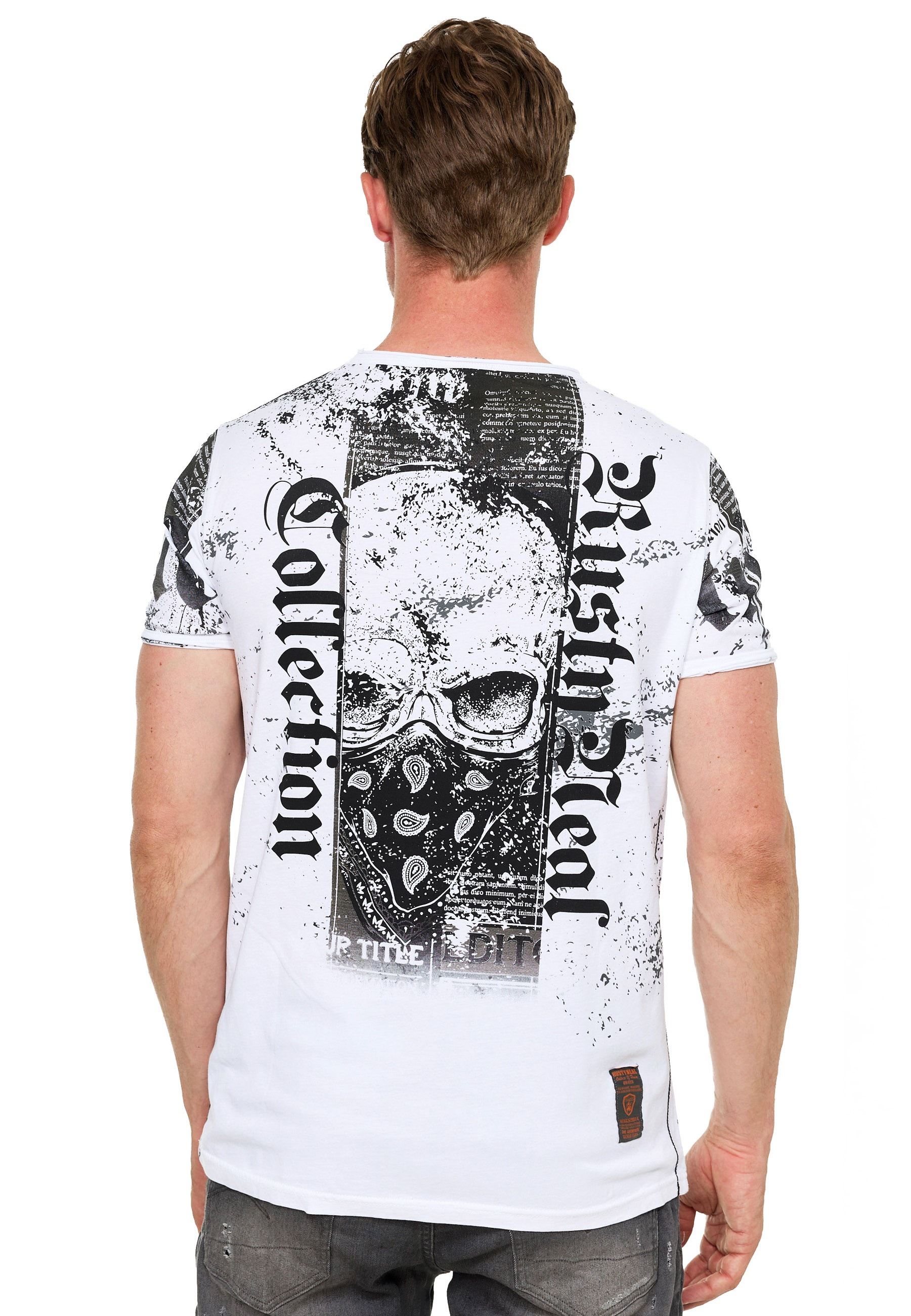 Rusty Neal T-Shirt, mit Allover-Print im Used-Look