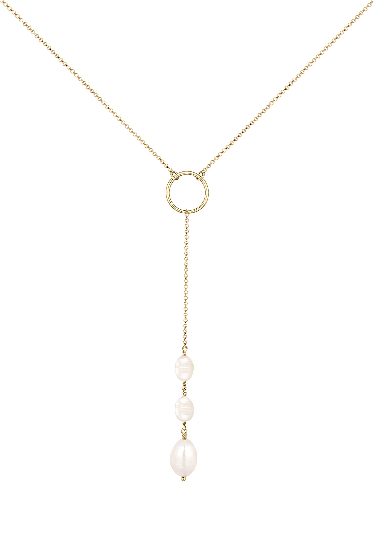 Elli Perlenkette »Y-Kette Baroque Perle Klassisch Zeitlos 925 Silber«