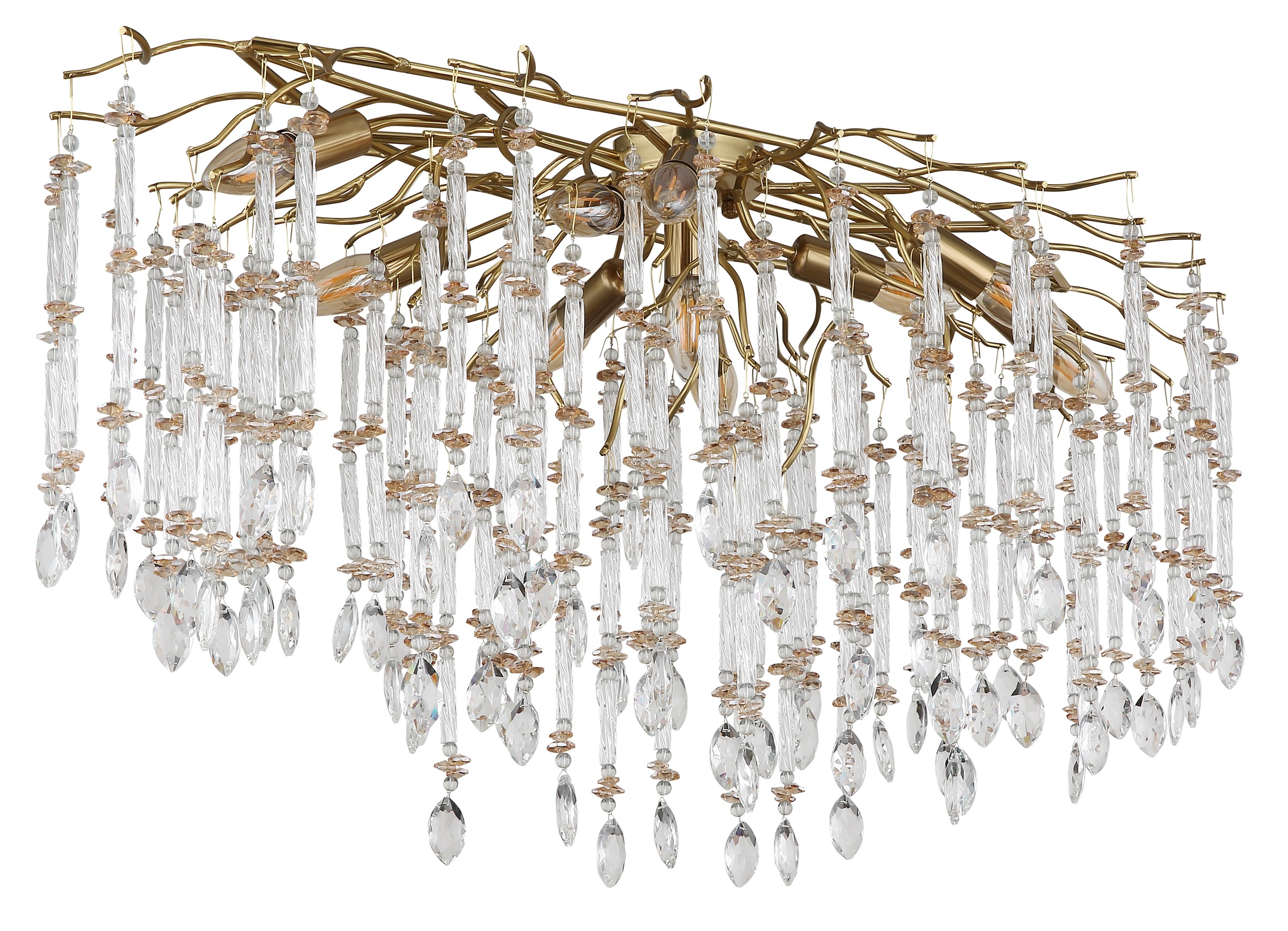 GLOBO LIGHTING Deckenleuchte »GLORIA« E14 1 Stk. Goldfarbene Deckenleuchte mit klaren und amber Glaskristallen