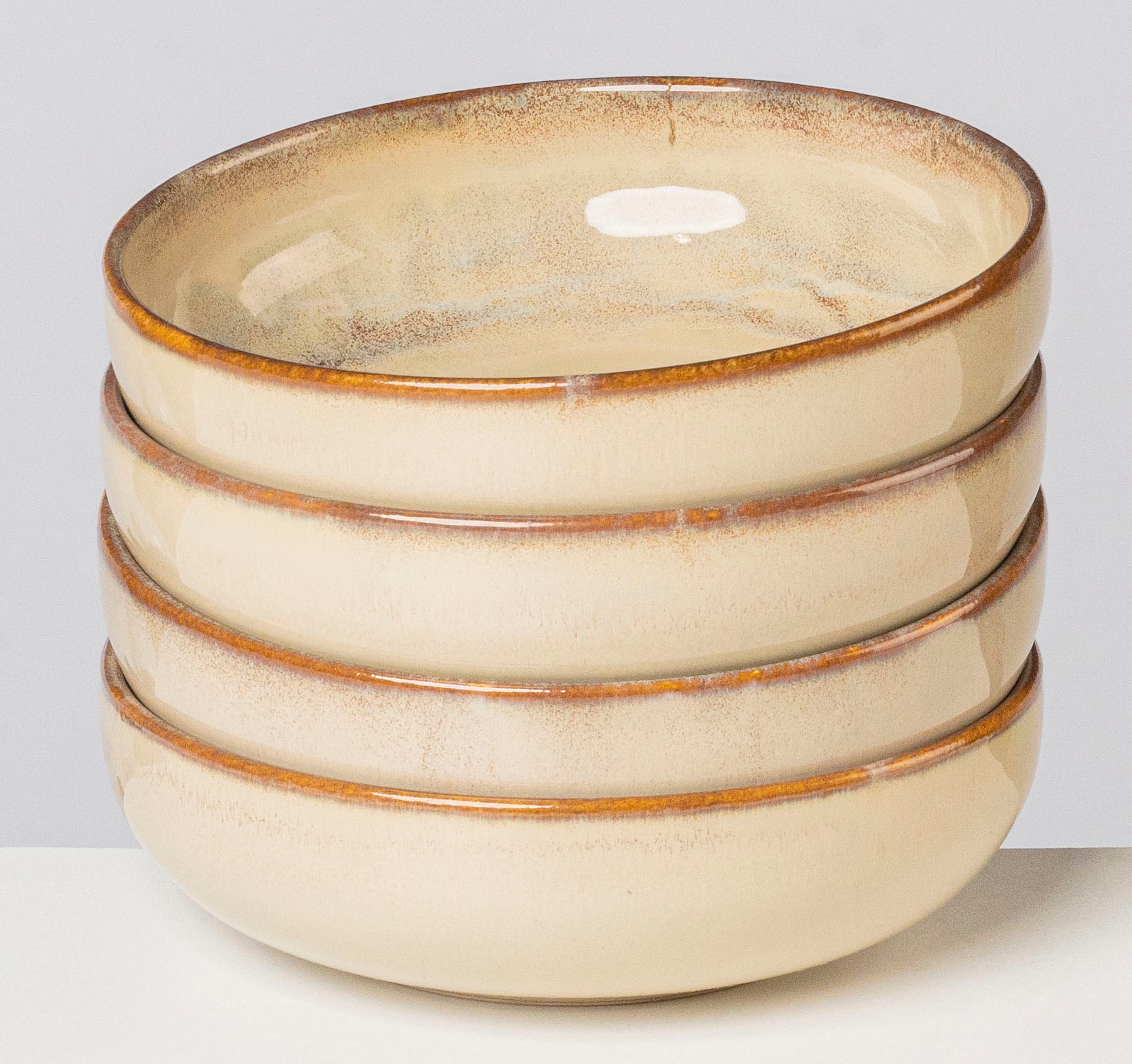 Müslischale GIPFELSTÜCK "Nebelwald", beige, Ø:16cm, Steinzeug, Schüsseln, Müslischale, Scandi-Style, glänzende Reaktivglasur, jedes Stück ein Unikat