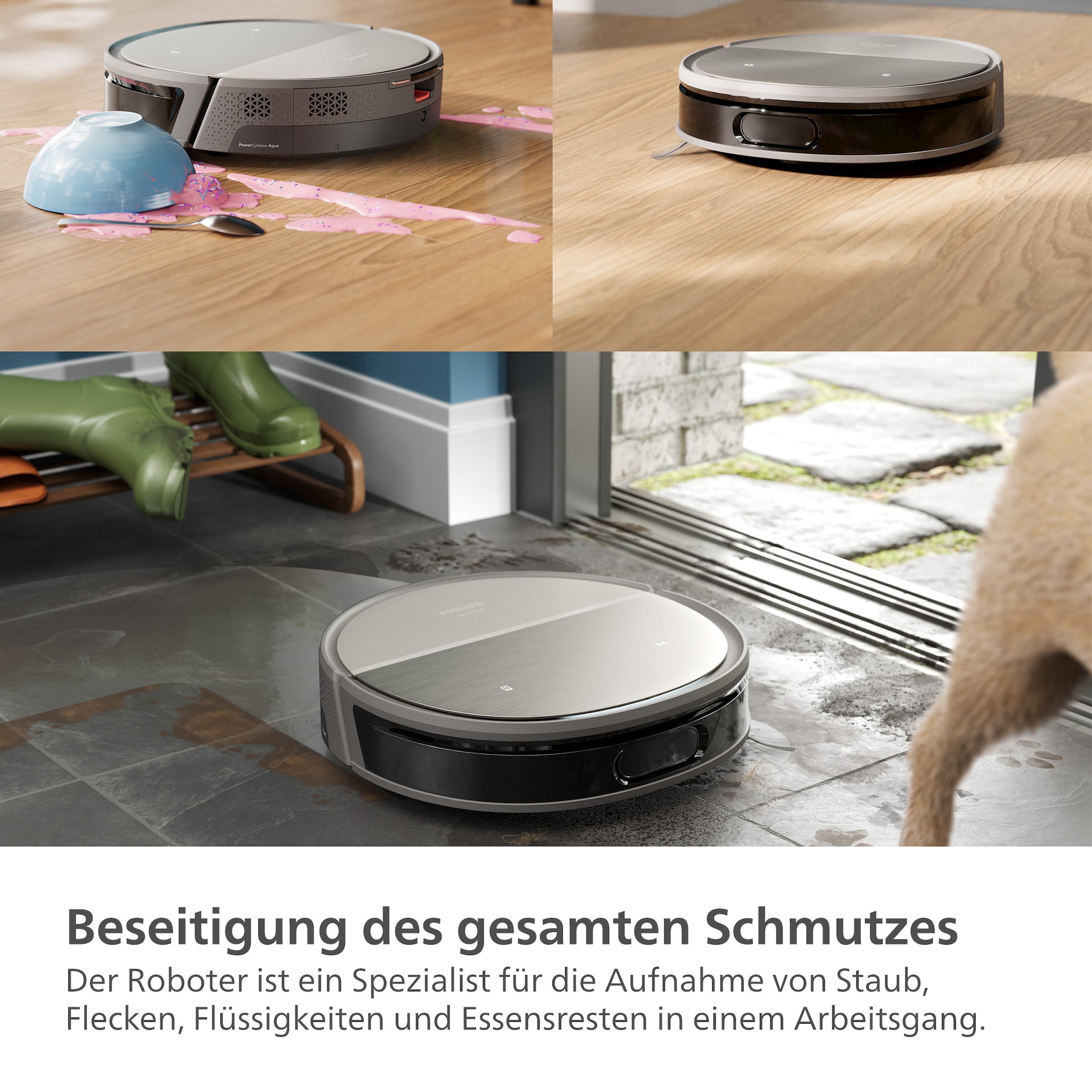 Philips Nass-Trocken-Saugroboter »XU9100/10, 280 Min. Akkulaufzeit, mit PowerCyclone Aqua Technologie«, D-ToF-Sensoren, Wischtuch-Hebesystem, inkl. Entleerungsstation