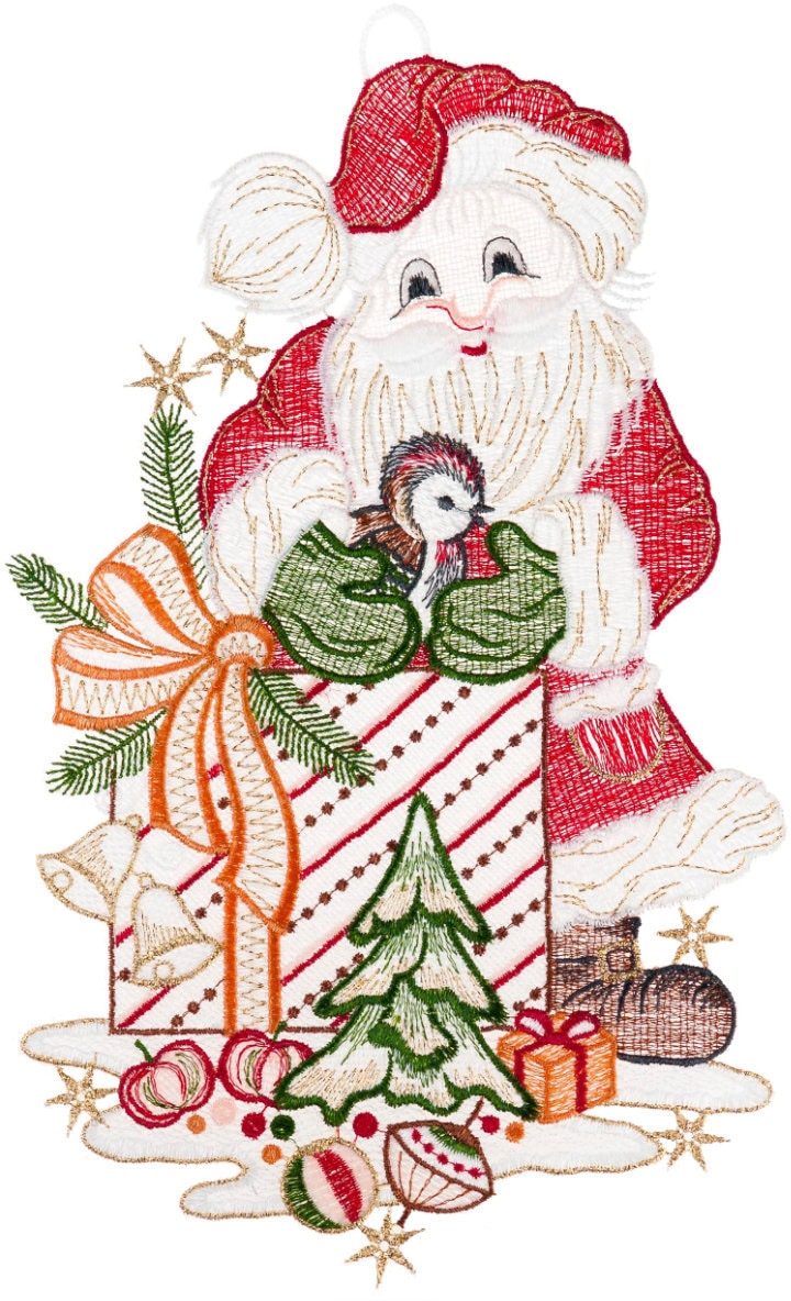 W. Reuter & Sohn - Plauener Spitze Fensterbild "Weihnachtsmann", Made in Ge günstig online kaufen