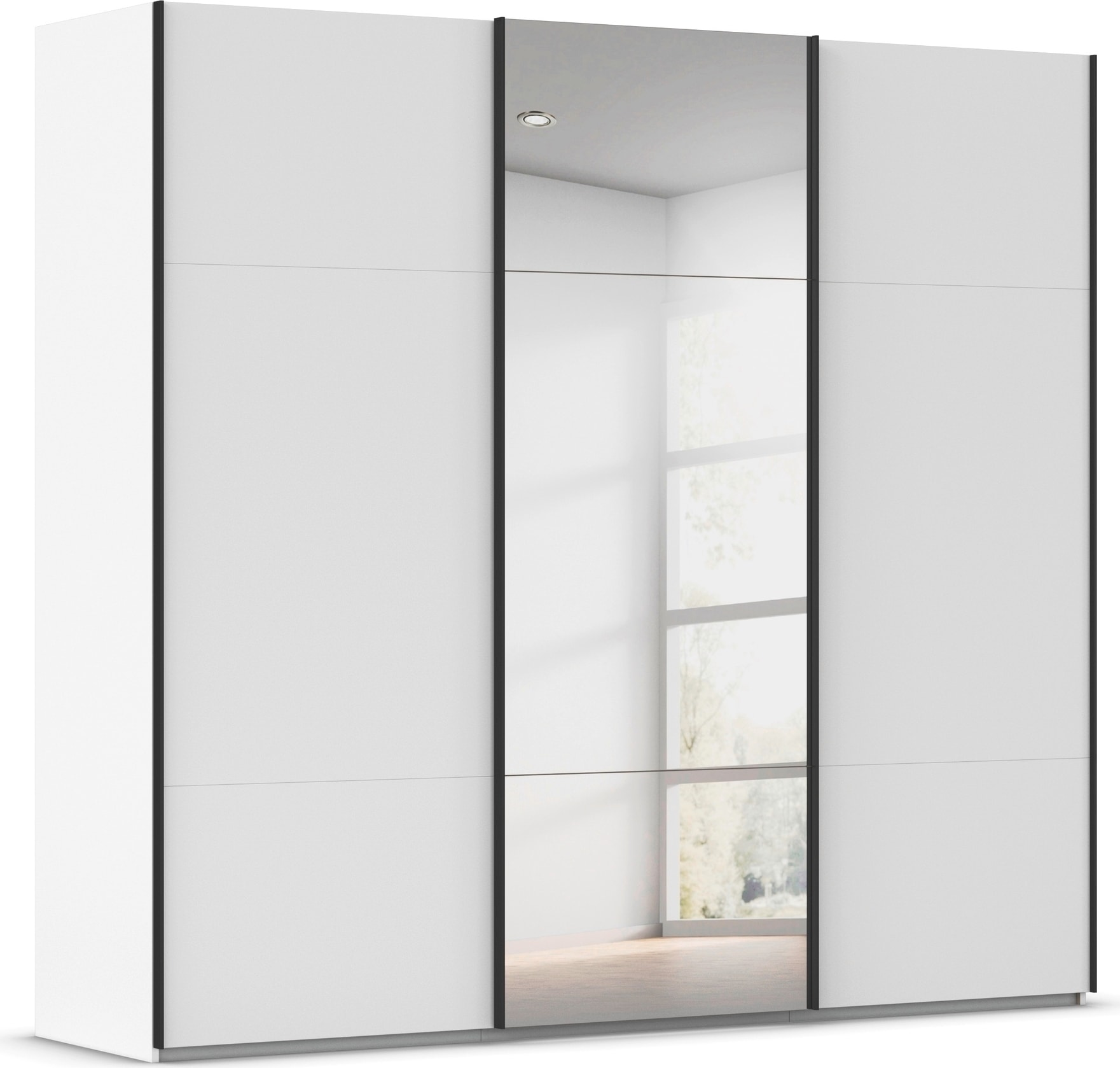 rauch Schwebetürenschrank "Kleiderschrank Schrank Garderobe Schlafzimmerschrank CONTIDO" 3 verschiedene Ausstattungen BASIC/CLASSIC/PREMIUM (inkl. SOFT-CLOSE), aus hochwertigem Material in 6 Breiten 2 Griff-Farben MADE IN GERMANY