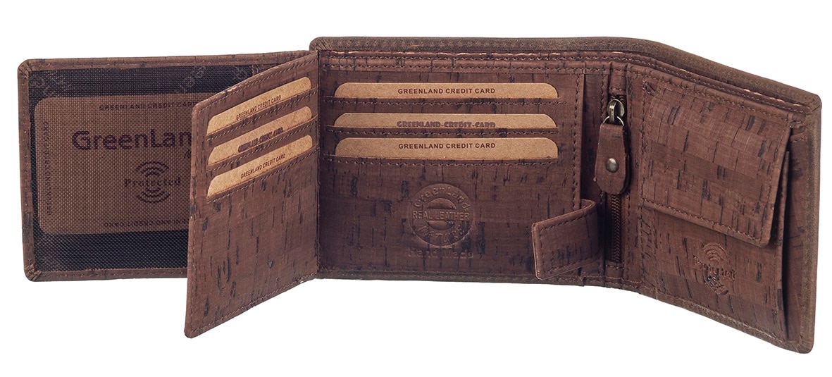 GreenLand Nature Geldbörse »NATURE leather-cork«, mit Sicherheitsschutz