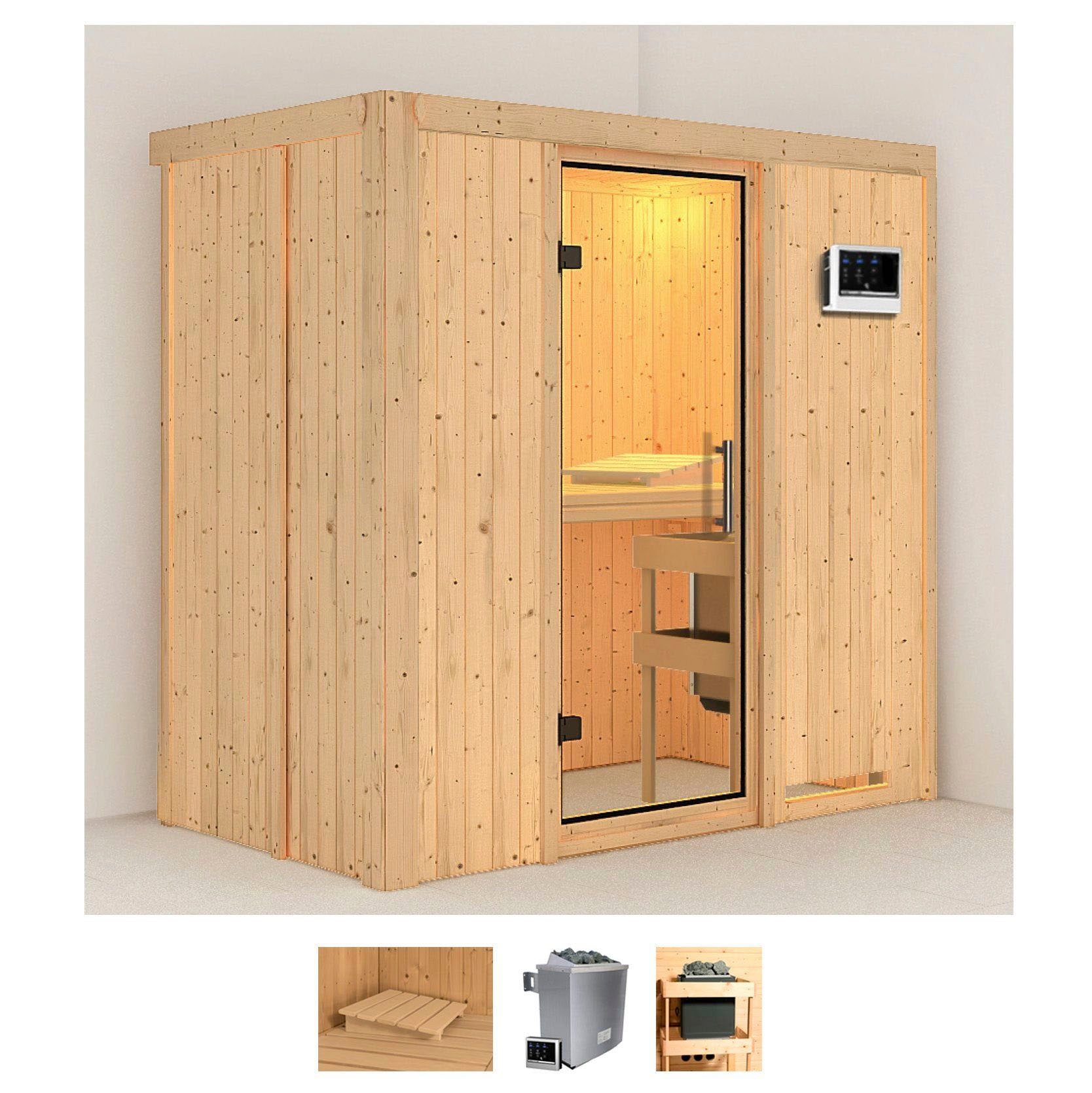 Karibu Sauna "Vada" Set, Ofen 9 KW externe Strg easy