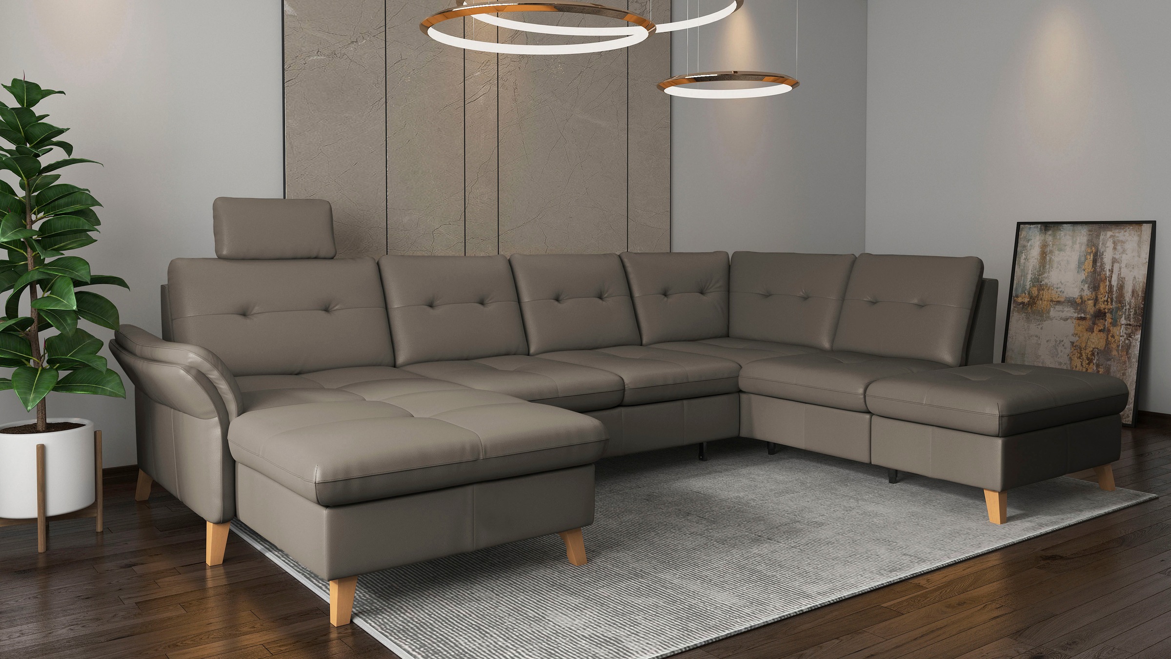 sit&more Wohnlandschaft »Göteborg«, inkl. Sitztiefenverstellung, wahlweise mit Bettfunktion & Bettkasten