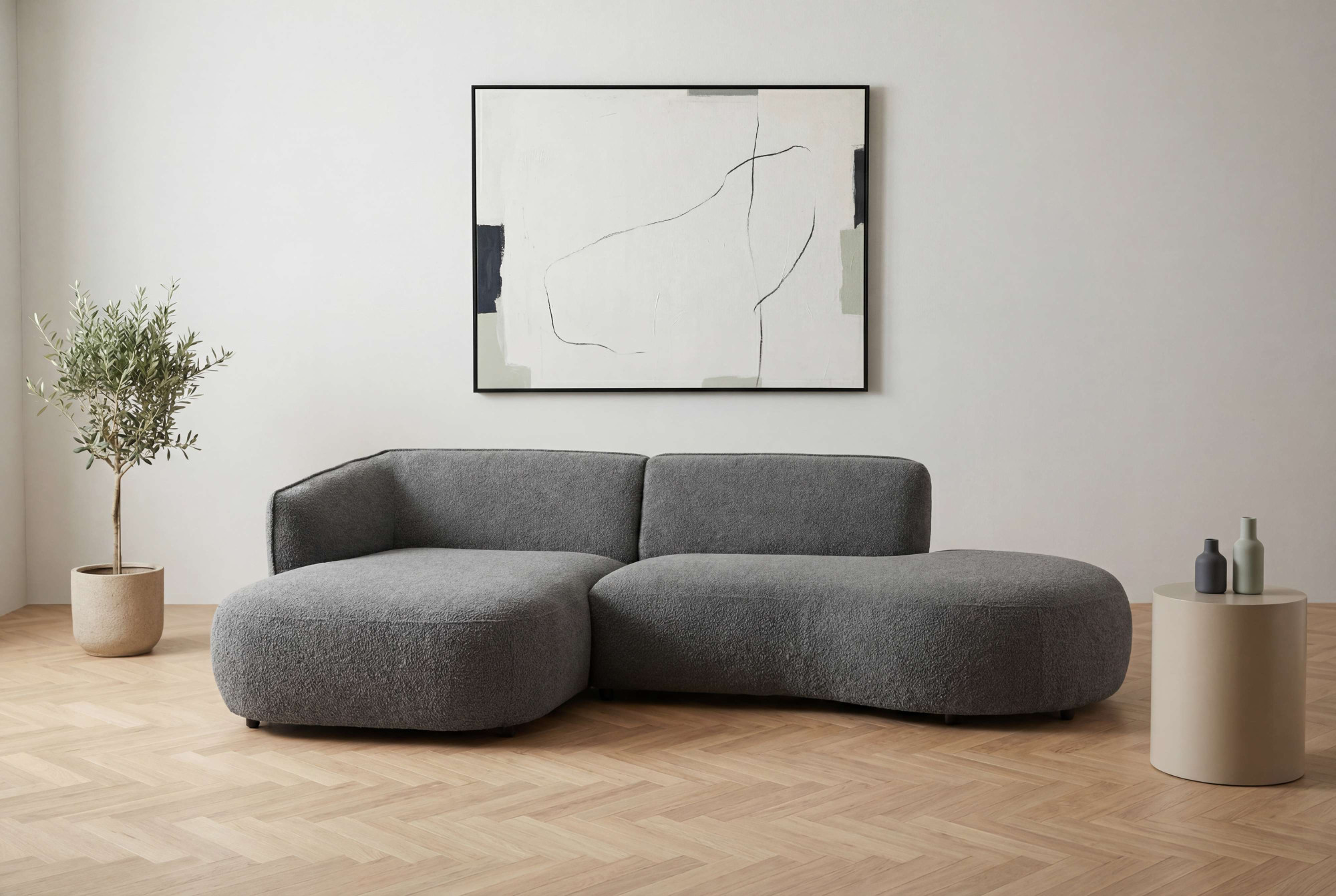 OTTO home Ecksofa "OSTRUP Rundsofa, L-Form, Naturtöne, Boucle oder Chenille" Breite 278 cm, organische Form mit sanften Rundungen