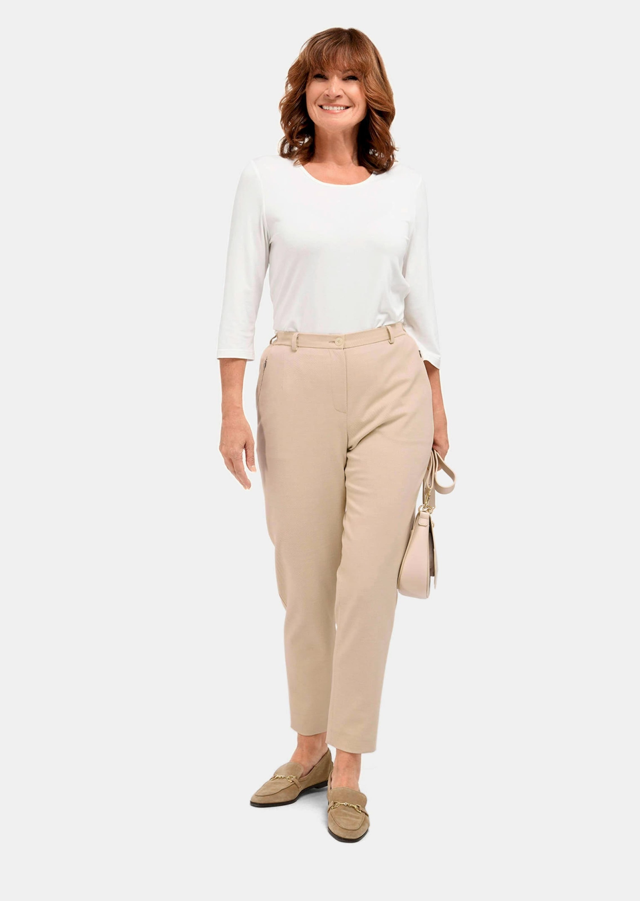 Goldner Carla Ribbed Trousers Beige 42 3