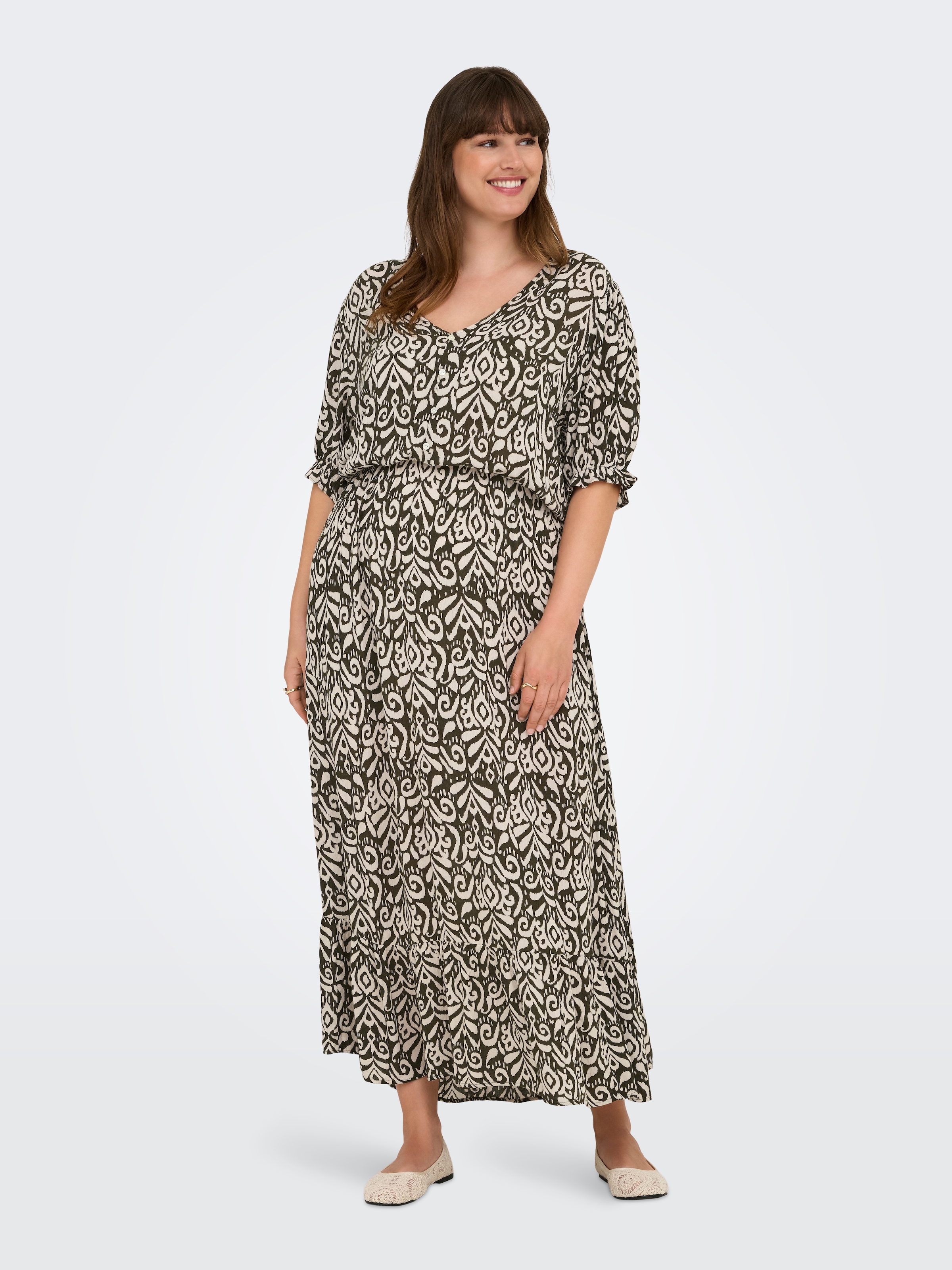 ONLY CARMAKOMA Sommerkleid "CARCHIANTI S/S CALF DRESS WVN NOOS", mit Volant günstig online kaufen