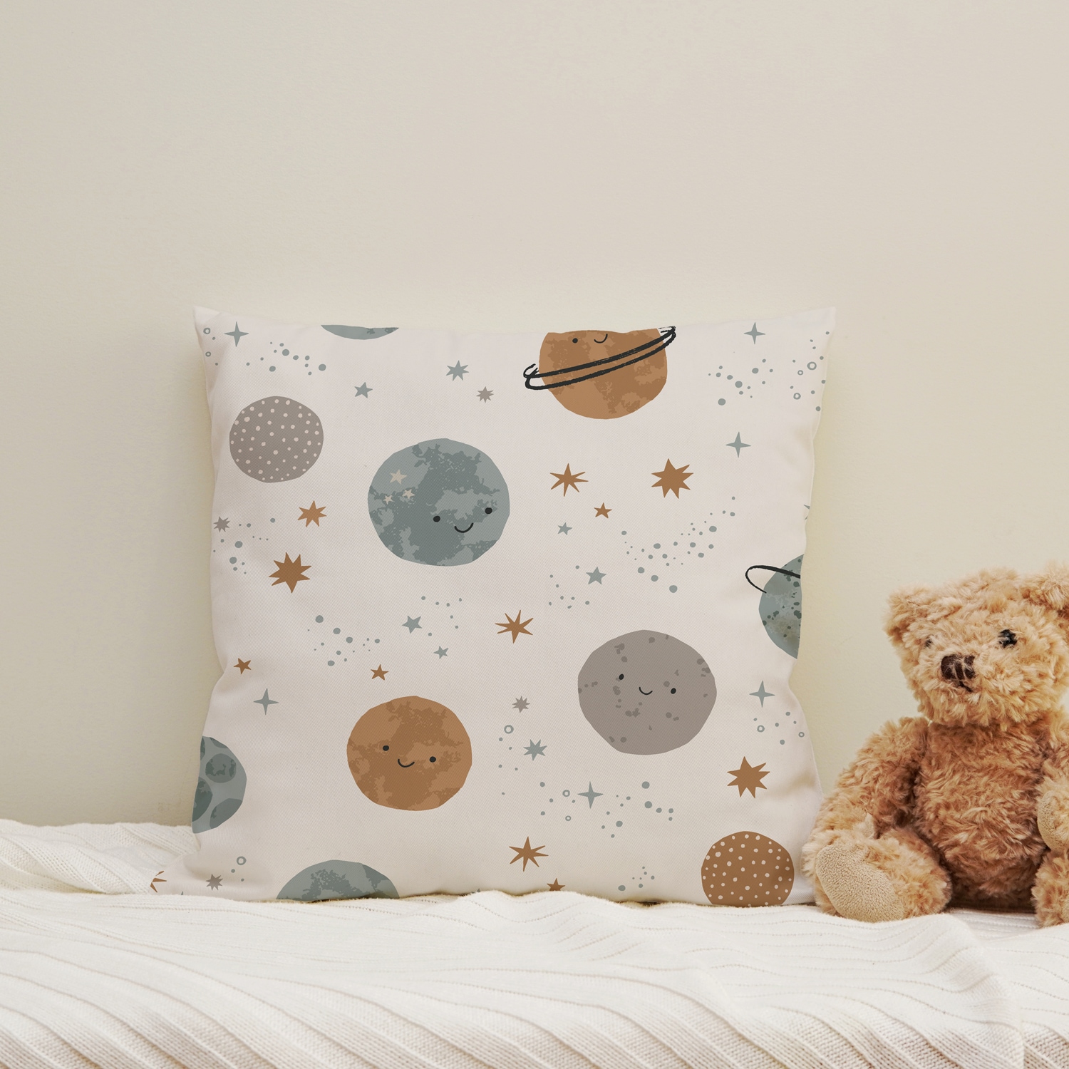 queence Dekokissen "Sternensystem" Kissenhülle mit HD Premium Druck, geruchsneutral, 40x40cm