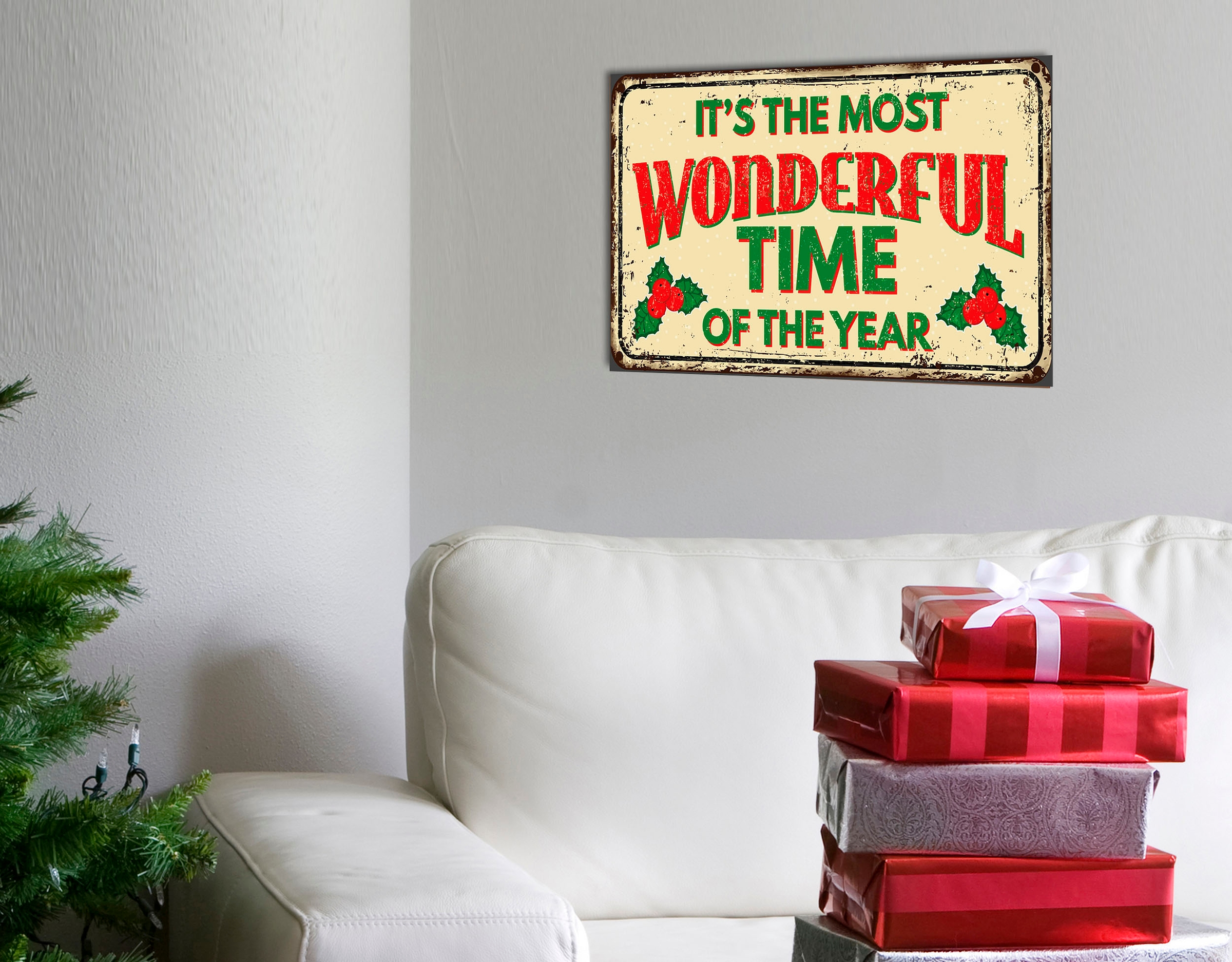 queence Metallbild "Wonderful Time" Schriftzug Schriftzüge Sprüche Sprüche & Texte Weihnachten 1 Stk. tlg. Stahlschilder