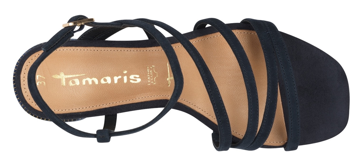 Tamaris Sandalette, Blockabsatz, Abendschuh, Sommerschuh mit verstellbarer Schnalle