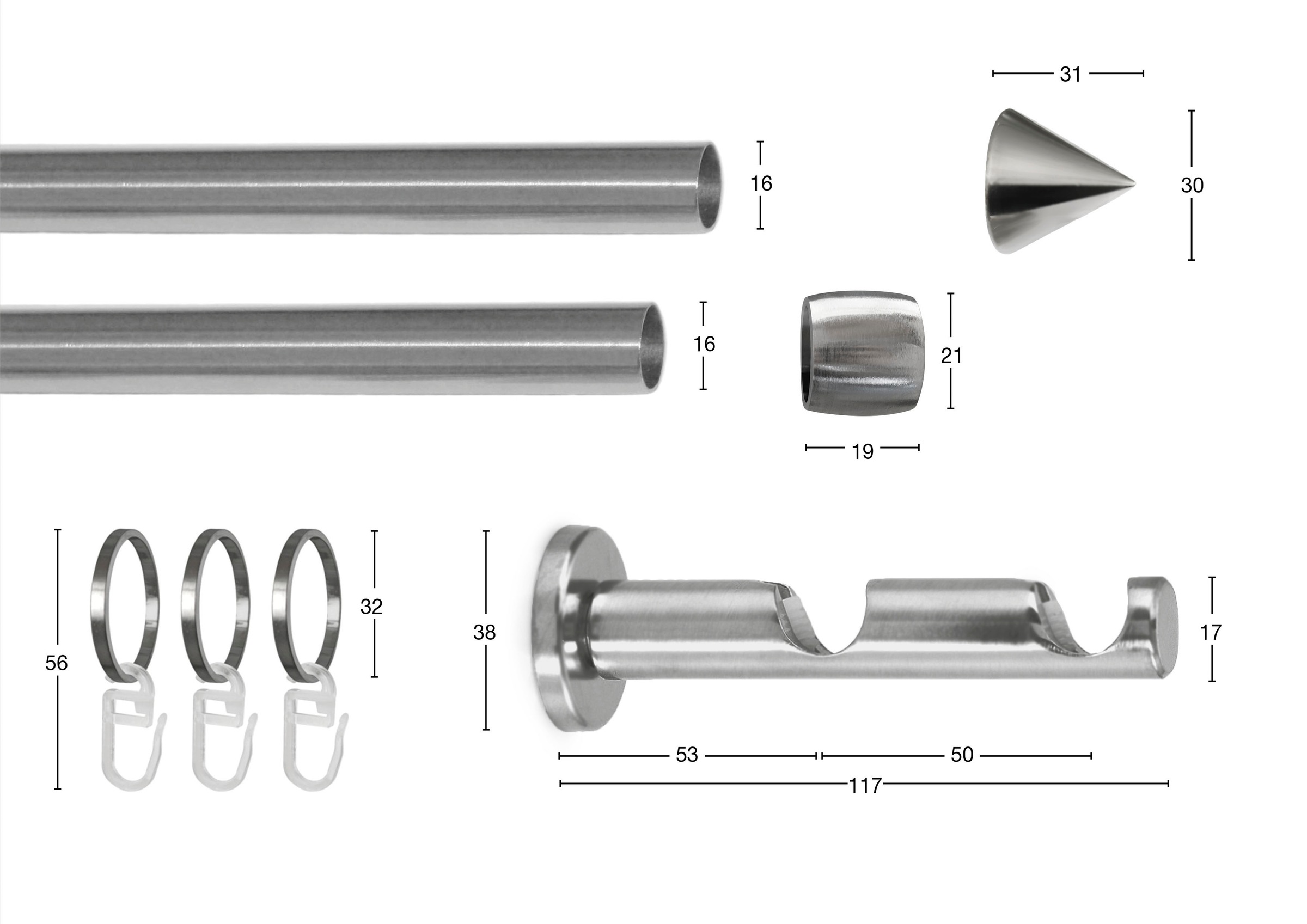 GARESA Gardinenstange "DIAMANT" Ø 16 mm 2 läufig-läufig Wunschmaßlänge Vorh günstig online kaufen