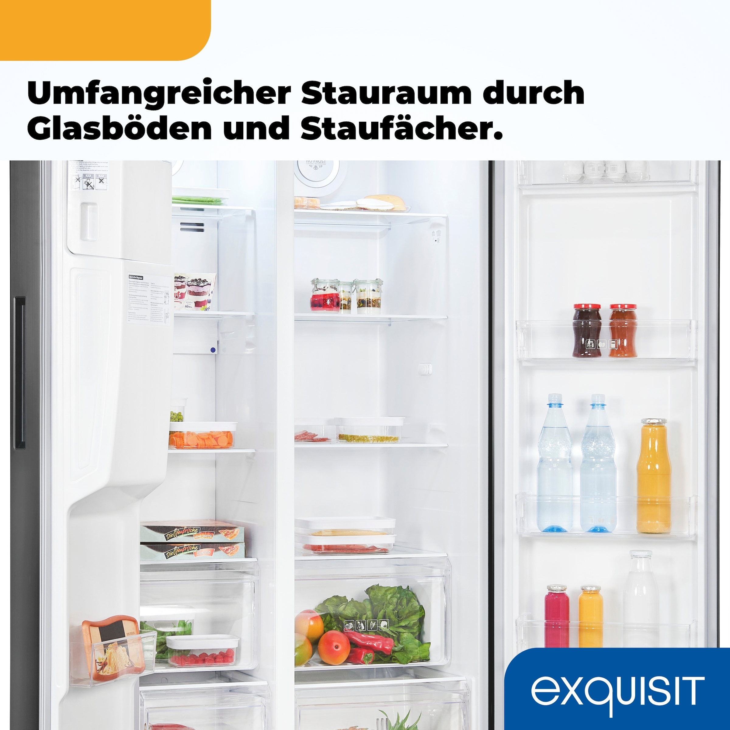 exquisit Side-by-Side SBS520-CF-040E inoxlook-az »SBS520-CF-040E inoxlook-az« 177,5 cm hoch 91 cm breit