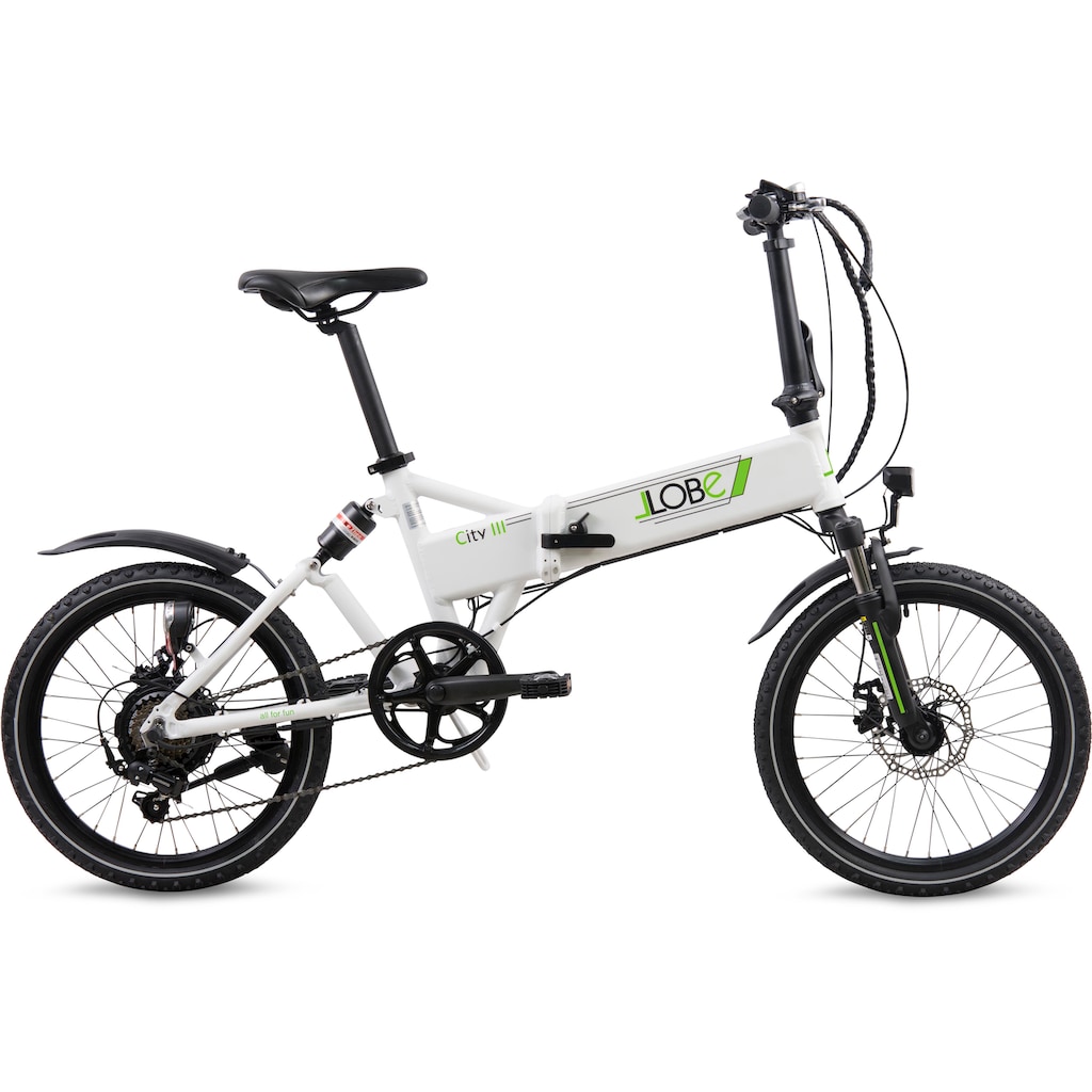 LLobe E-Bike »City III weiß«, 7 Gang, Shimano, Heckmotor 250 W