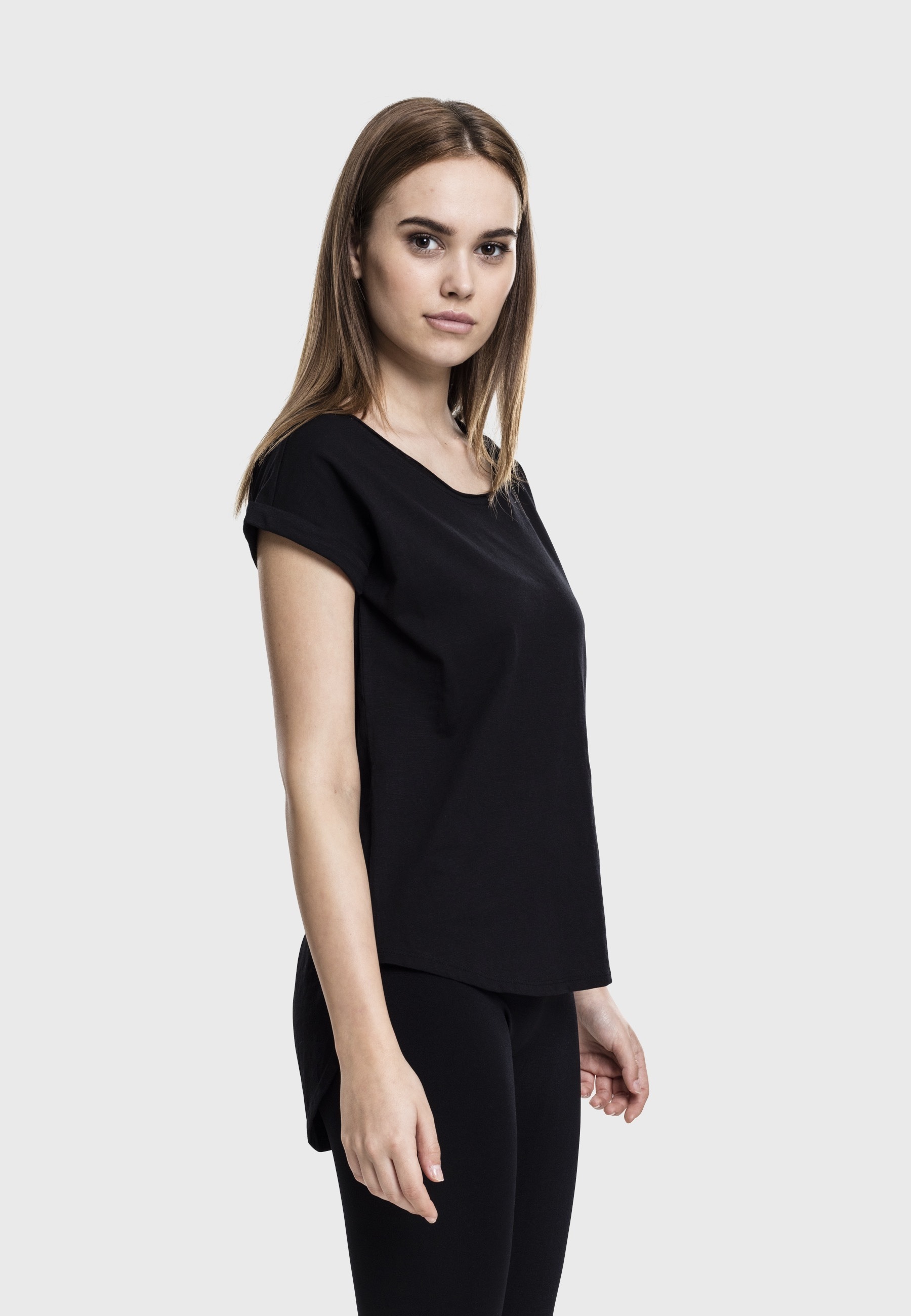 URBAN CLASSICS Kurzarmshirt »Urban Classics Damen Ladies Long Back Shaped Slub Tee« 1 Stk.