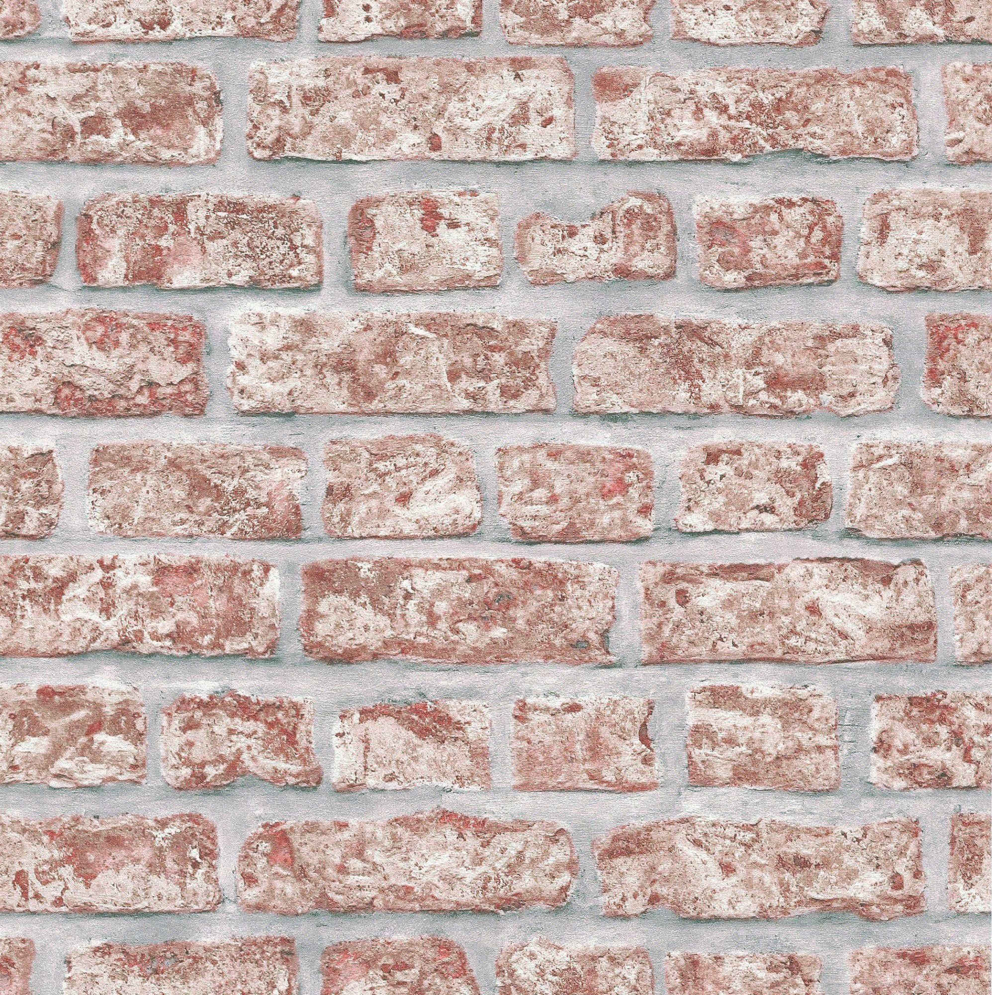 WOW Vliestapete "Steine" Steinoptik geprägt Rot - 10m x 52cm