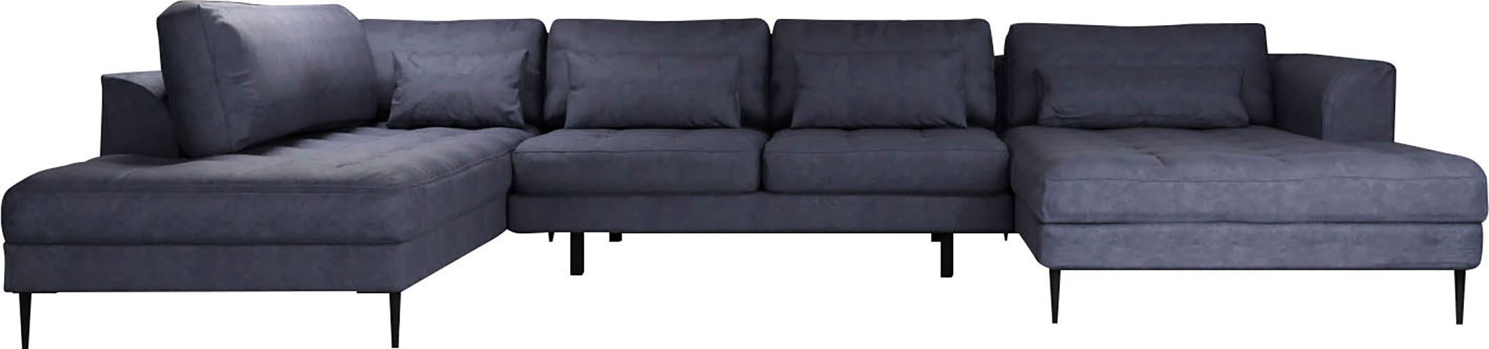 TRENDMANUFAKTUR Wohnlandschaft »Luzi, gemütliches Sofa, extra viel Platz, viele Kissen, OTTOs Choice«, Designsofa mit tollem Sitzkomfort, Metallfüße schwarz, Breite 361 cm