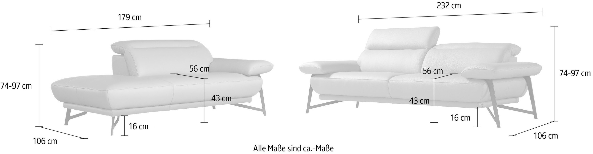 Egoitaliano Sofa »Anais, Design mit hohem Sitzkomfort, Fußfarbe schattengrau«, Set, Kopfteil verstellbar, Luxus-Microfaser, kiwi