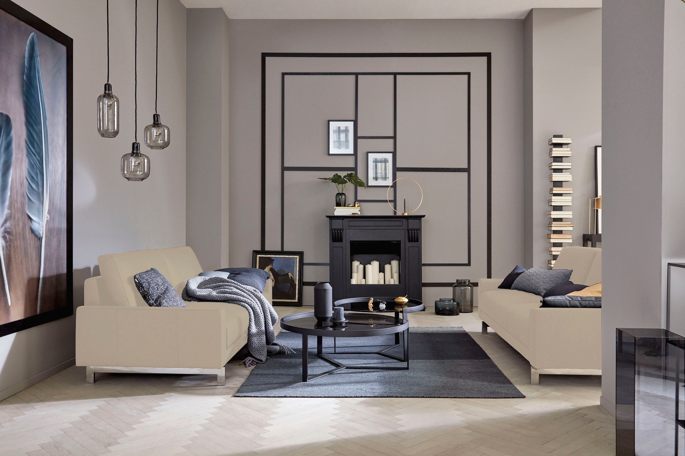 Creation BY ROLF BENZ 2-Sitzer »CR.450, Designsofa, Loungesofa«, Armlehne niedrig, Fuß chromfarben glänzend, Breite 164 cm