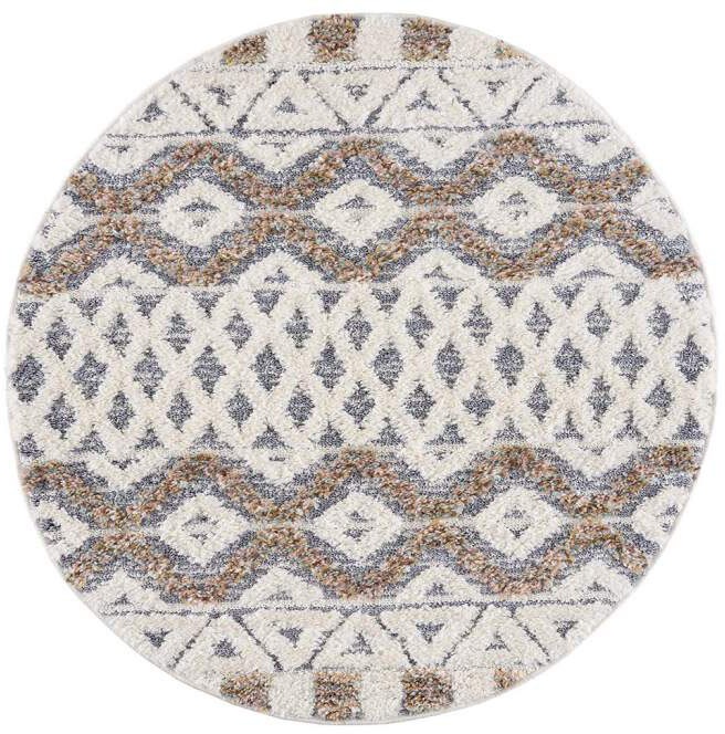 Hochflor-Teppich CARPET CITY "Focus 3050", grau, H:20mm Ø:200cm, Polypropylen, Teppiche, Boho-Teppich, Hochtief-Muster/ 3D-Effekt, für Wohnzimmer, Schlafzimmer 2