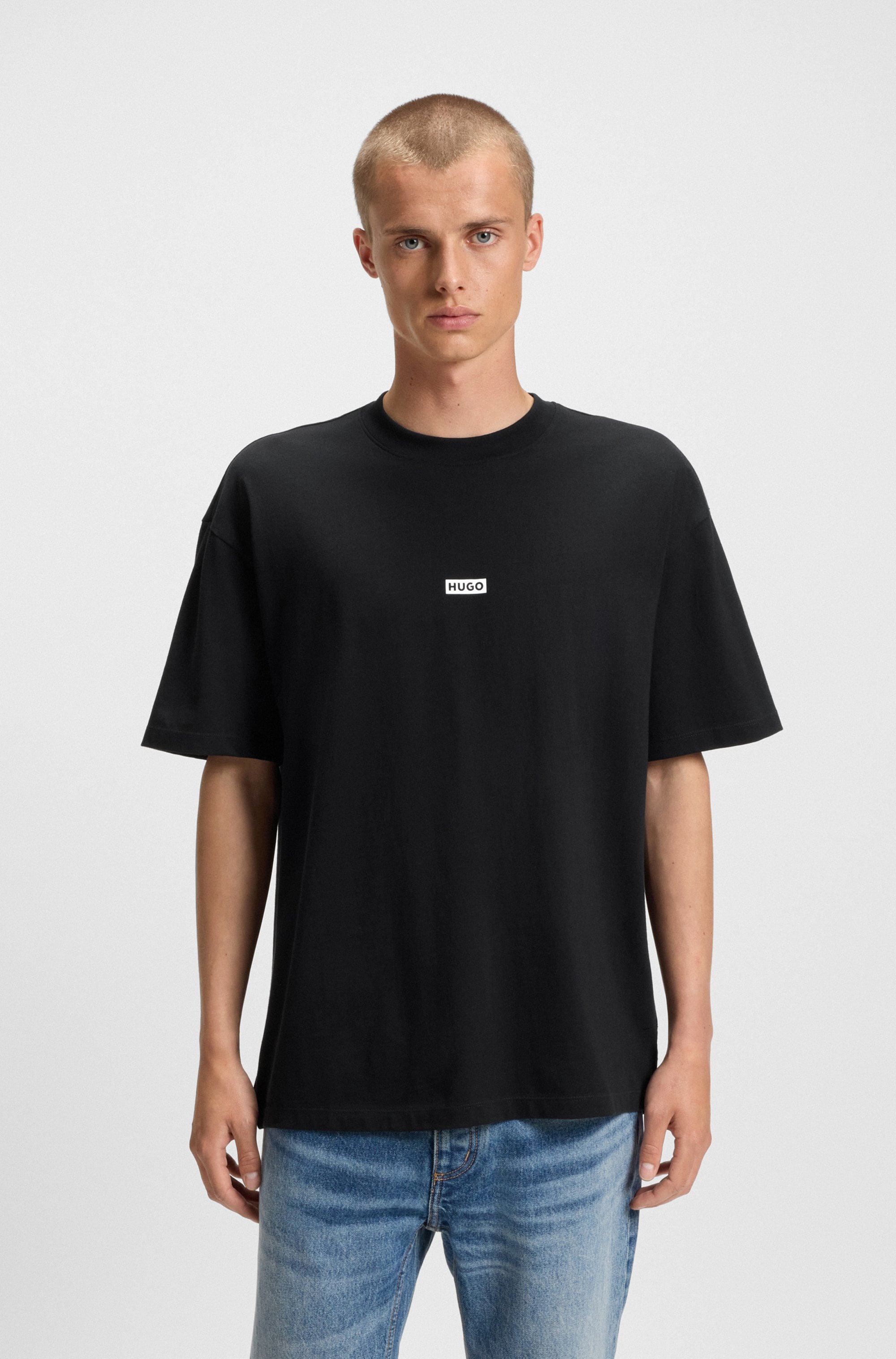 HUGO Blue T-Shirt "Nalono", mit Logodruck, Oversized Look mit Backprint günstig online kaufen