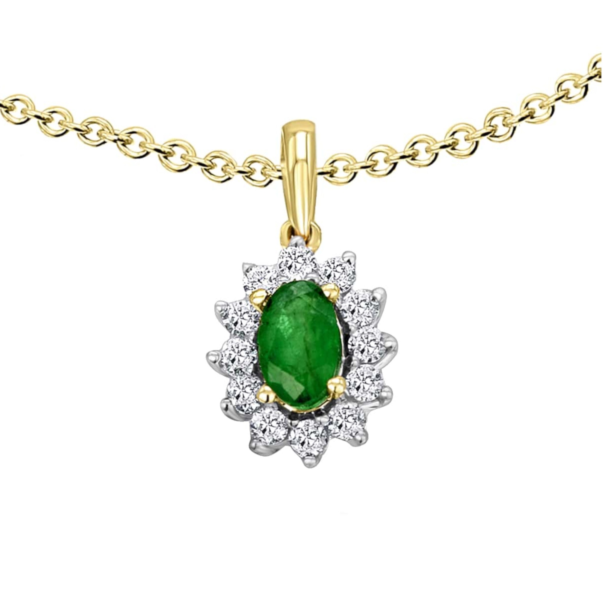 ONE ELEMENT Kettenanhänger »0,15 ct Diamant Brillant Smaragd Anhänger aus 585 Gelbgold«, Damen Gold Schmuck