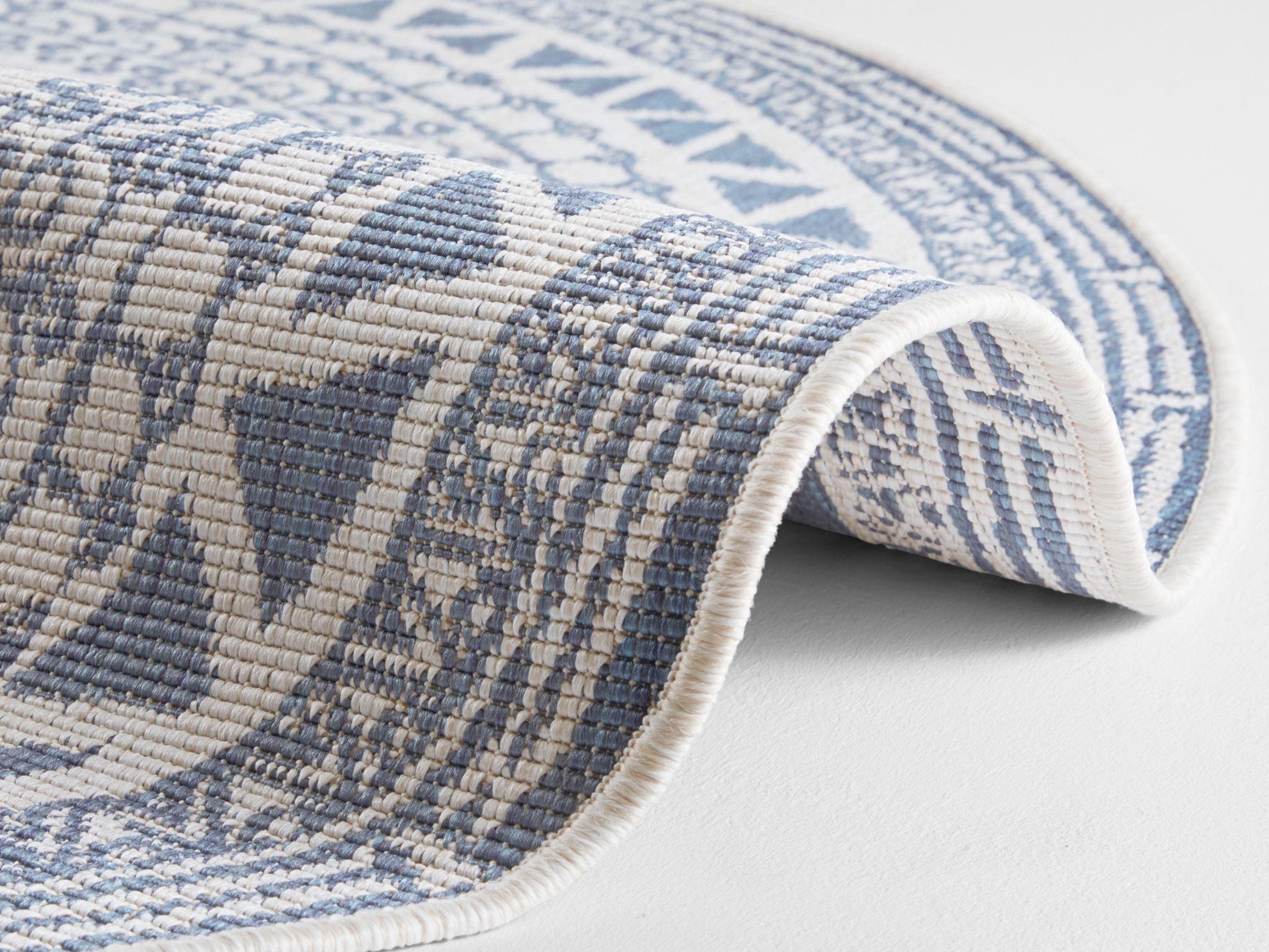 NORTHRUGS Teppich »Coron«, rund, 5 mm Höhe, In-& Outdoor, Wetterfest, Balkon, Garten, Wohnzimmer, Wasserfest