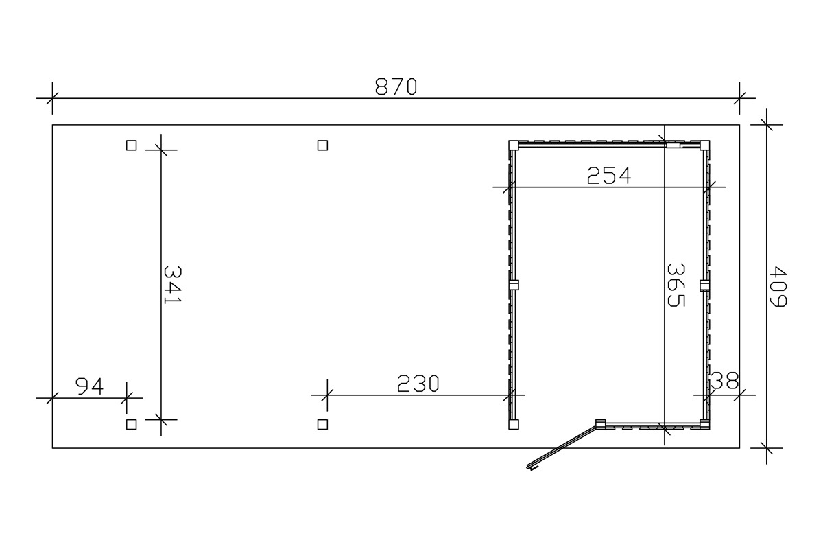 Skanholz Einzelcarport »Wendland«, 341 cm, hellbraun