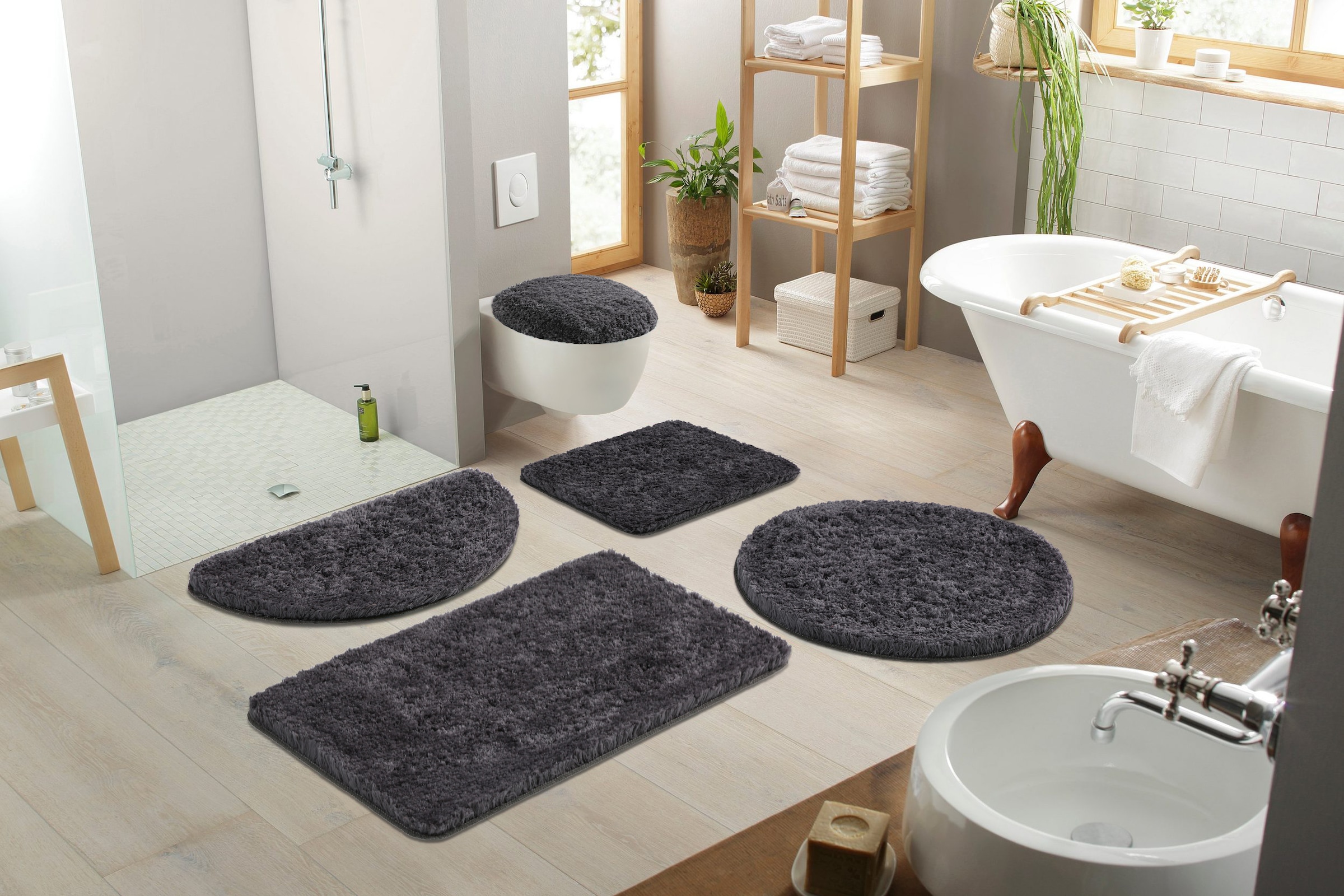 Guido Maria Kretschmer Home&Living Badematte »Micro exclusiv, Badvorleger, Badezimmer Teppich«, rutschhemmend beschichtet, strapazierfähig-schnell trocknend-fußbodenheizungsgeeignet, Badteppich, Badematten auch als 3 teiliges Set & rund erhältlich