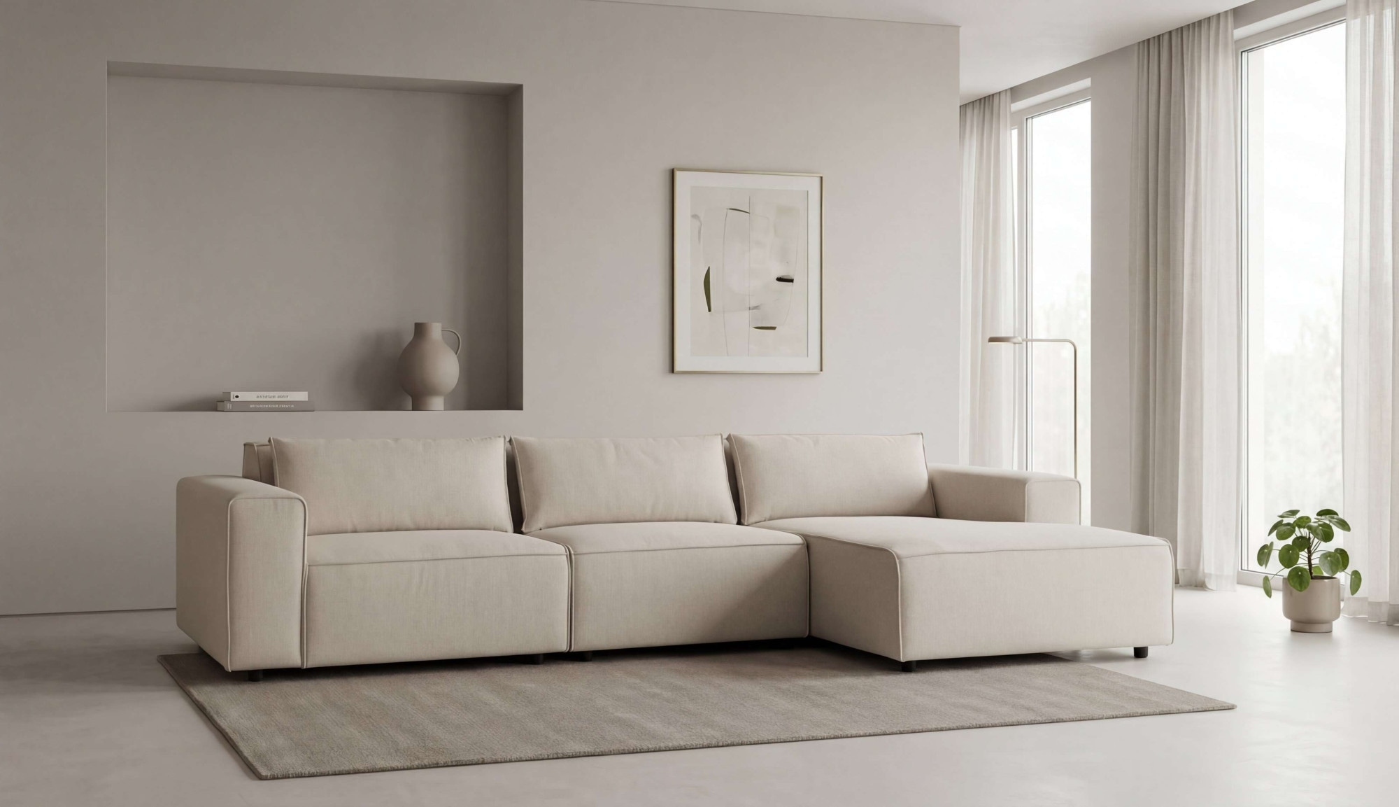 OTTO home Ecksofa "Jorrena, extra weicher Chenille-Stoff" L-Form, 3 Komfortstufen, Breite 316 cm, mit Wellenunterfederung