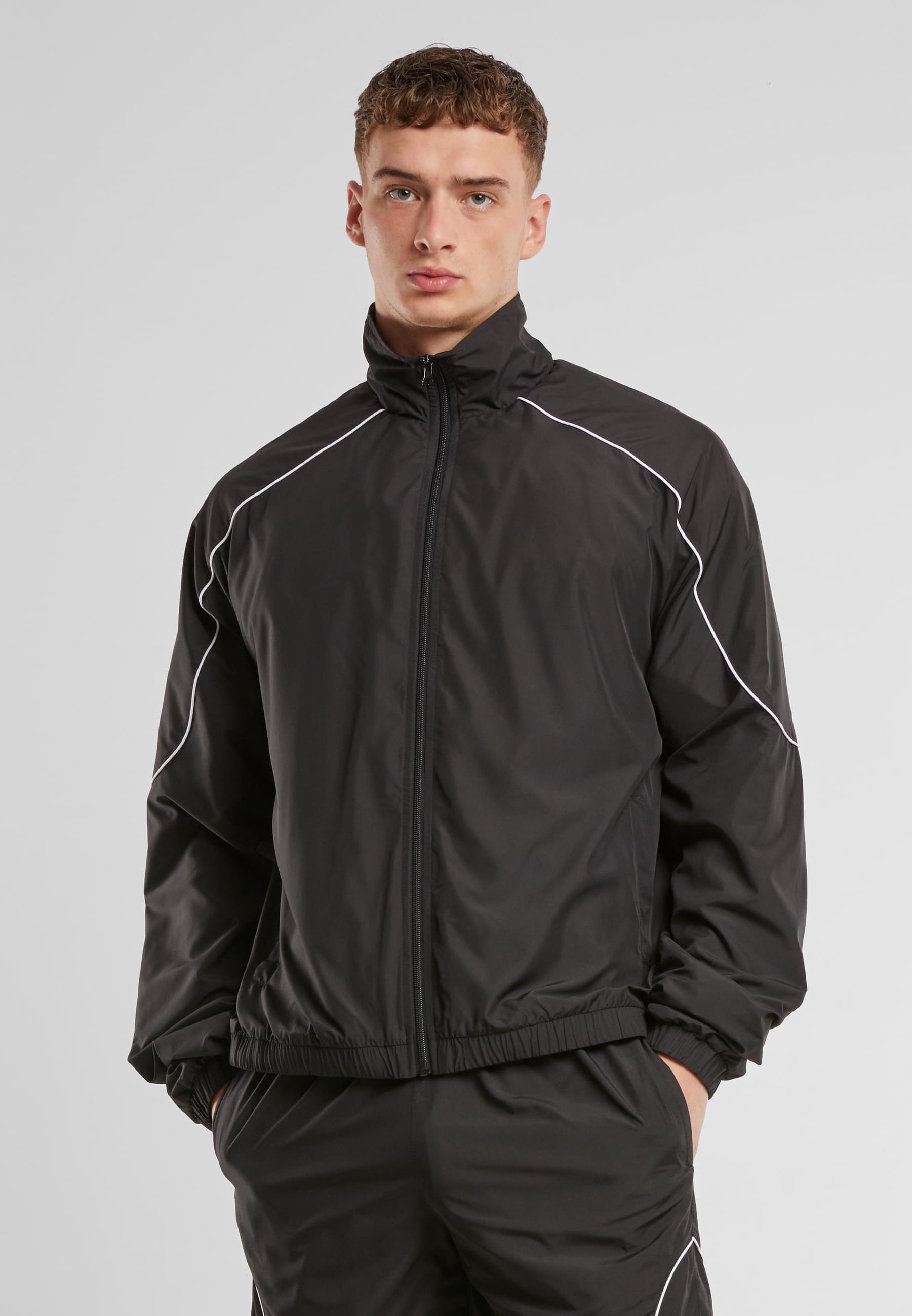 URBAN CLASSICS Trainingsjacke »Urban Classics Piped Panel Trackjacket«, (1 St.), ohne Kapuze