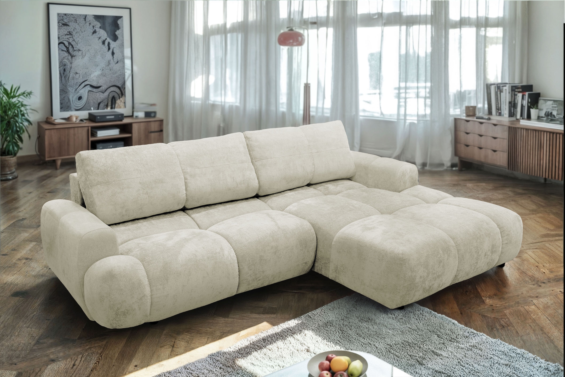 exxpo - sofa fashion Ecksofa inkl. Bettfunktion und Bettkasten,toller Sitzkomfort, Steppung im Sitz