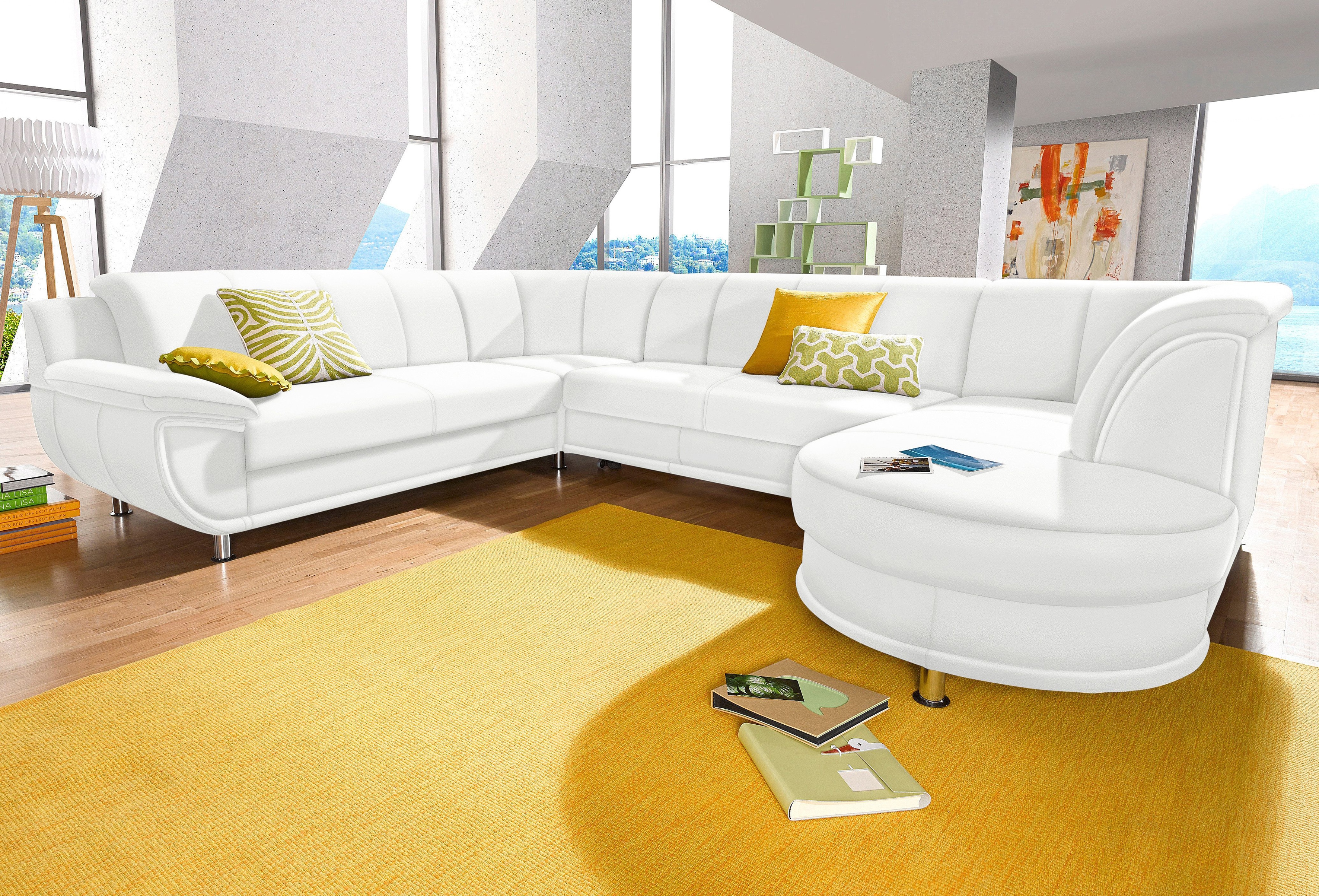 TRENDMANUFAKTUR Wohnlandschaft "Rondo, wahlweine mit Federkern, Breite 320cm, U-Form" mit Schaumstoffpolsterung, mit Bettfunktion