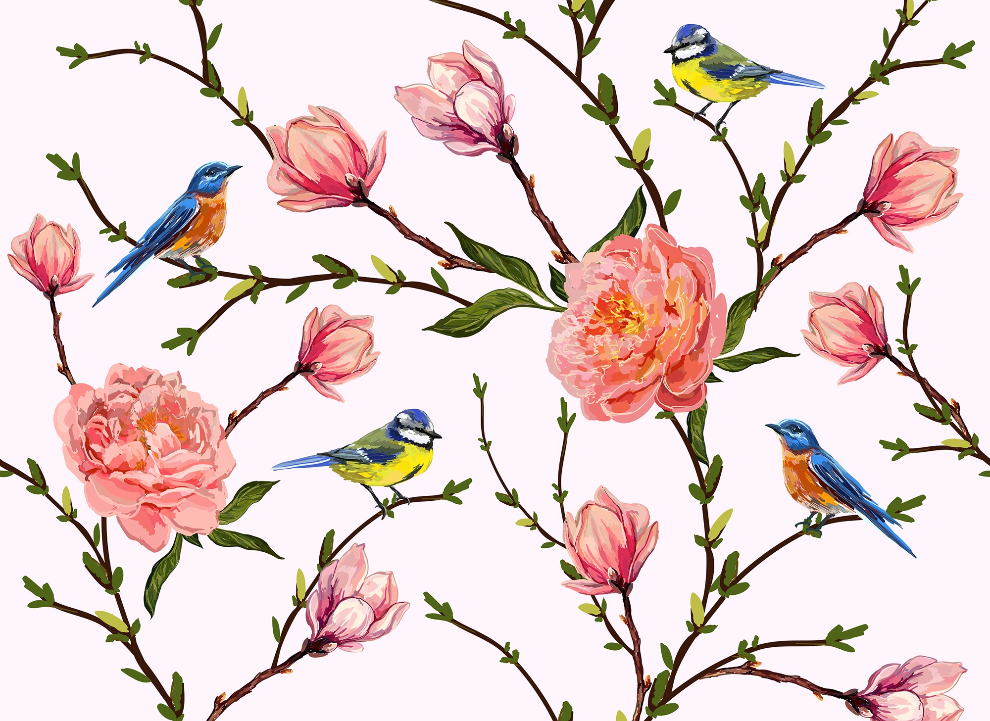 living walls Fototapete "Designwalls Little Birds" glatt Vlies, Wand, Schräge, Decke