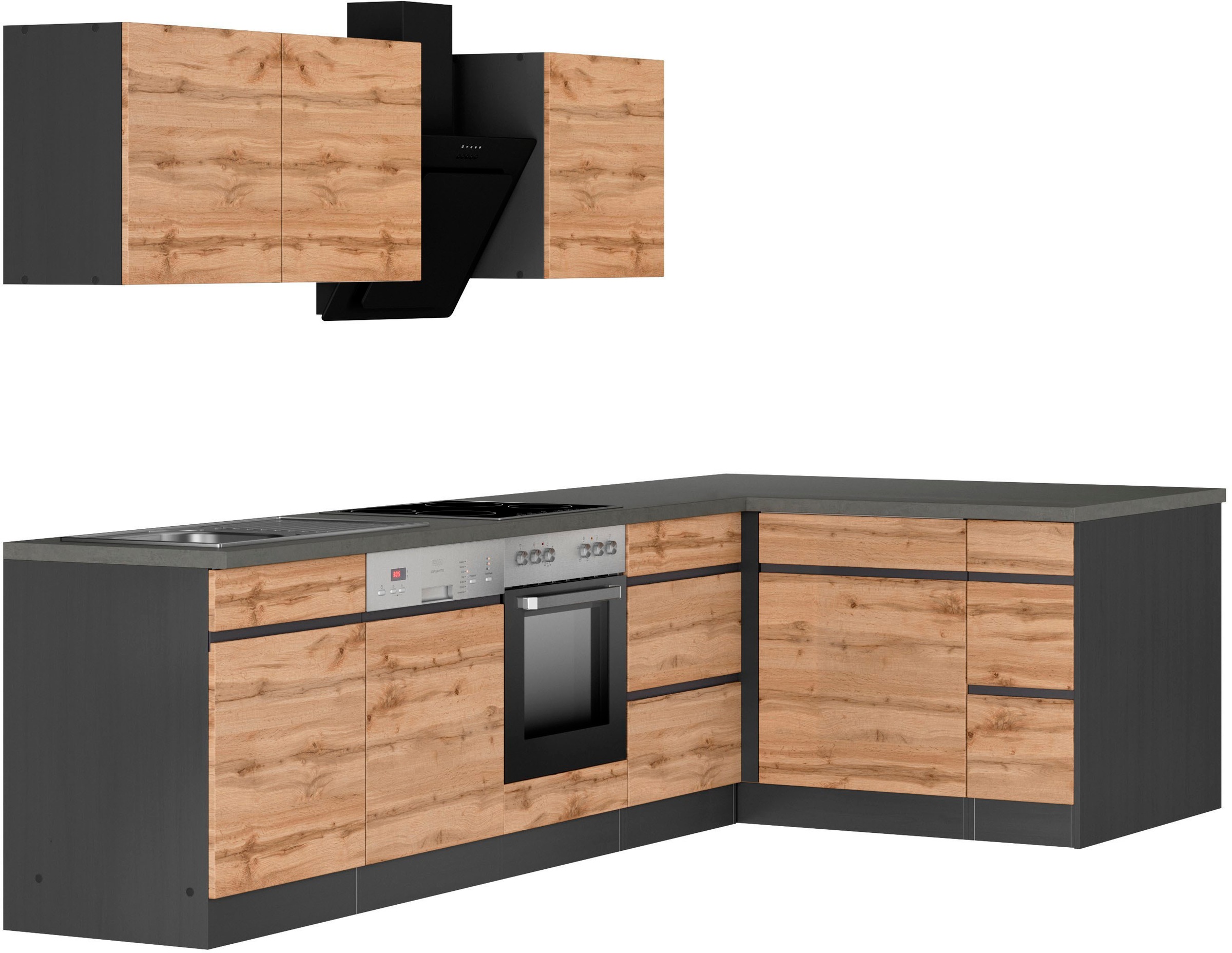 KOCHSTATION Winkelküche »KS-Riesa«, Stellbreite 340x150 cm, wahlweise mit oder ohne E-Geräte