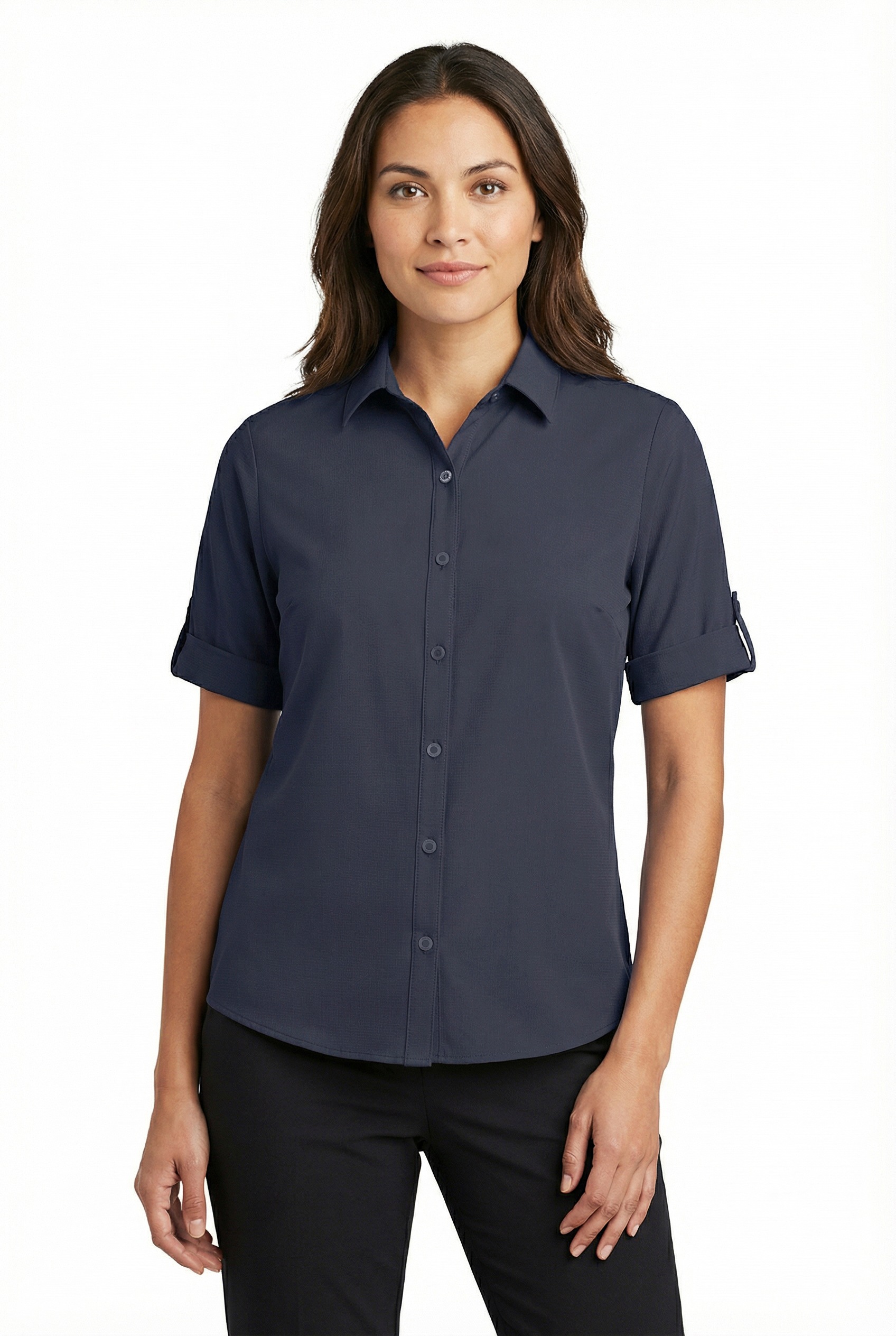 Funktionsbluse KILLTEC "KOS 85 WMN WVN SHRT", Damen, Gr. 48, nachtblau, Obermaterial: 100% Polyester, Blusen, sportliche Passform, für Freizeitaktivitäten, aus Polyester