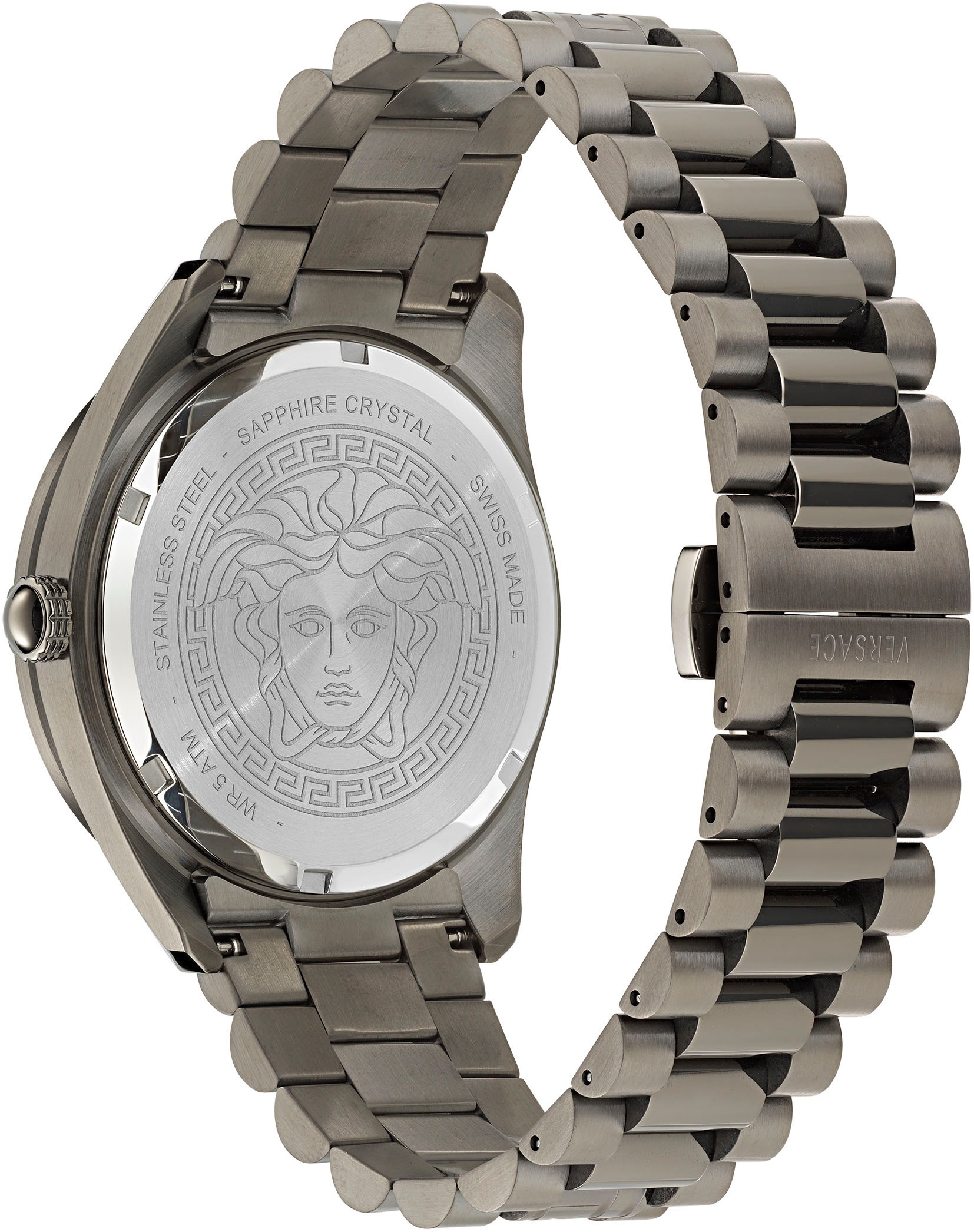 Versace Quarzuhr »V-DOME«, Armbanduhr, Herrenuhr, Swiss Made, Leuchtindizes (Zifferblatt), Datum