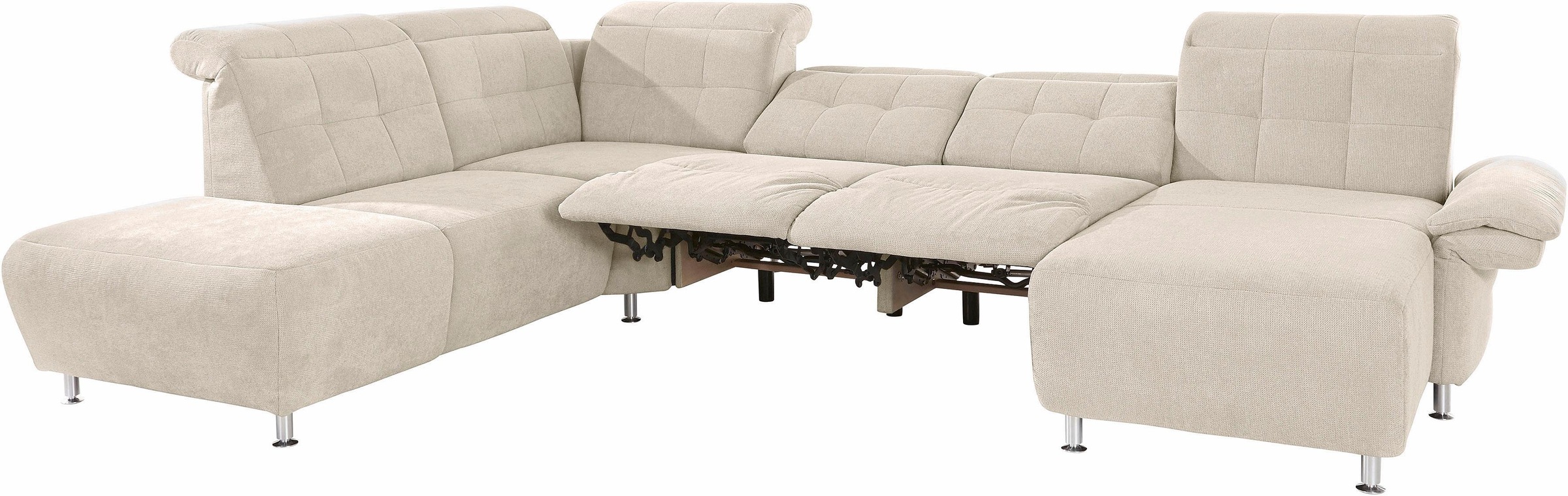 Places of Style Wohnlandschaft »Manhattan U-Form«, 2 Sitze mit elektrischer Relaxfunktion, verstellbare Armlehnen
