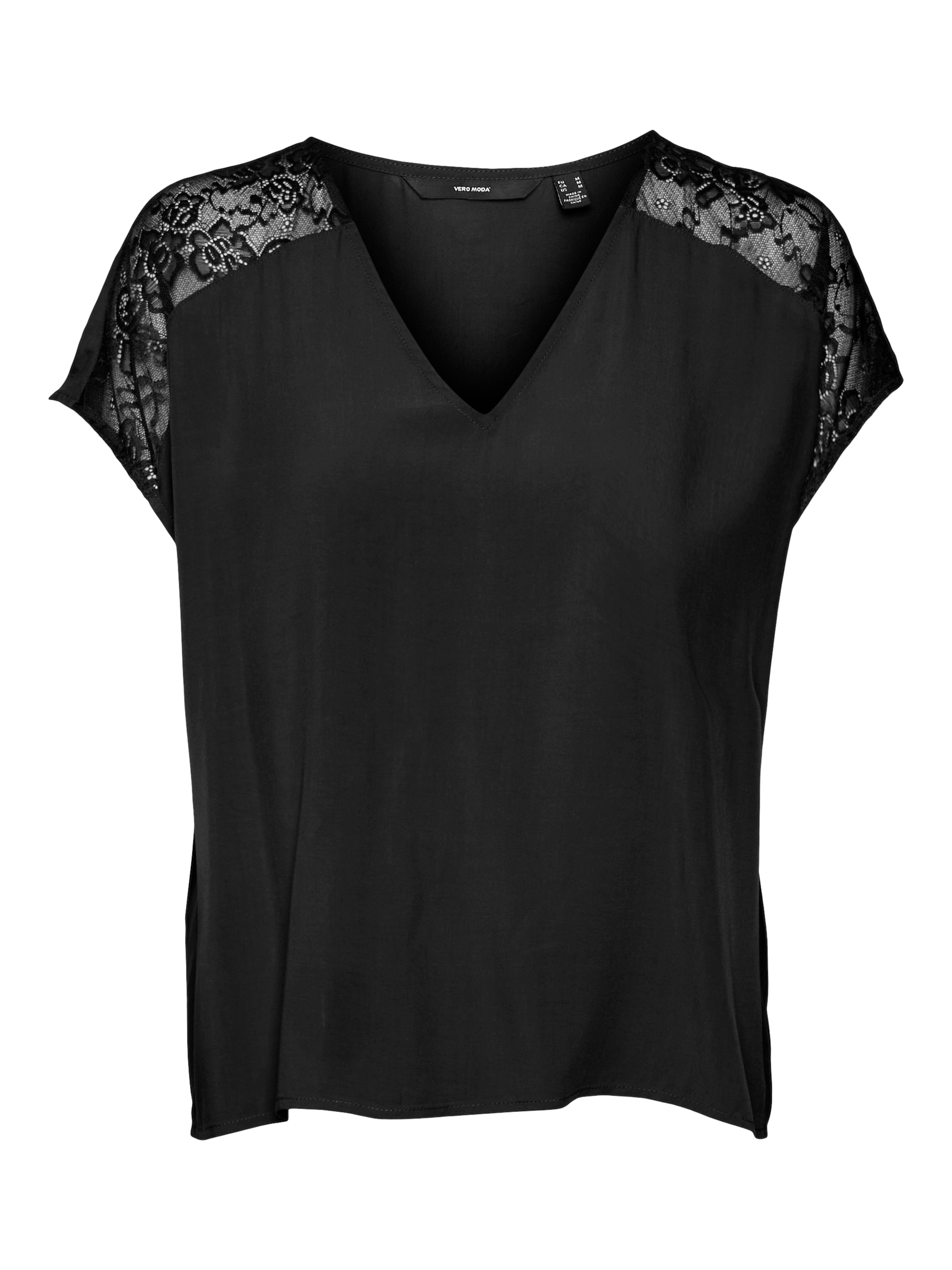 Vero Moda V-Shirt "VMRUSK LACE V-NECK SS TOP WVN GA"