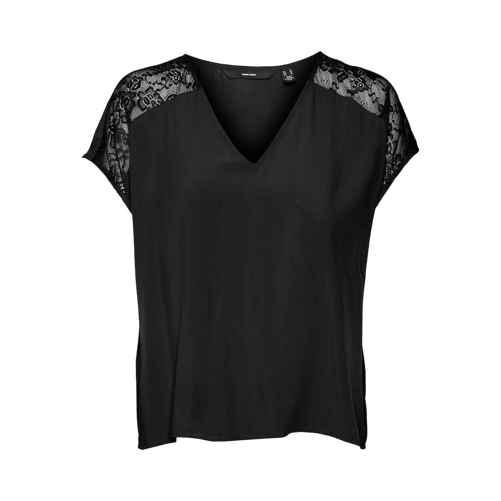 Vero Moda V-Shirt »VMRUSK LACE V-NECK SS TOP WVN GA«