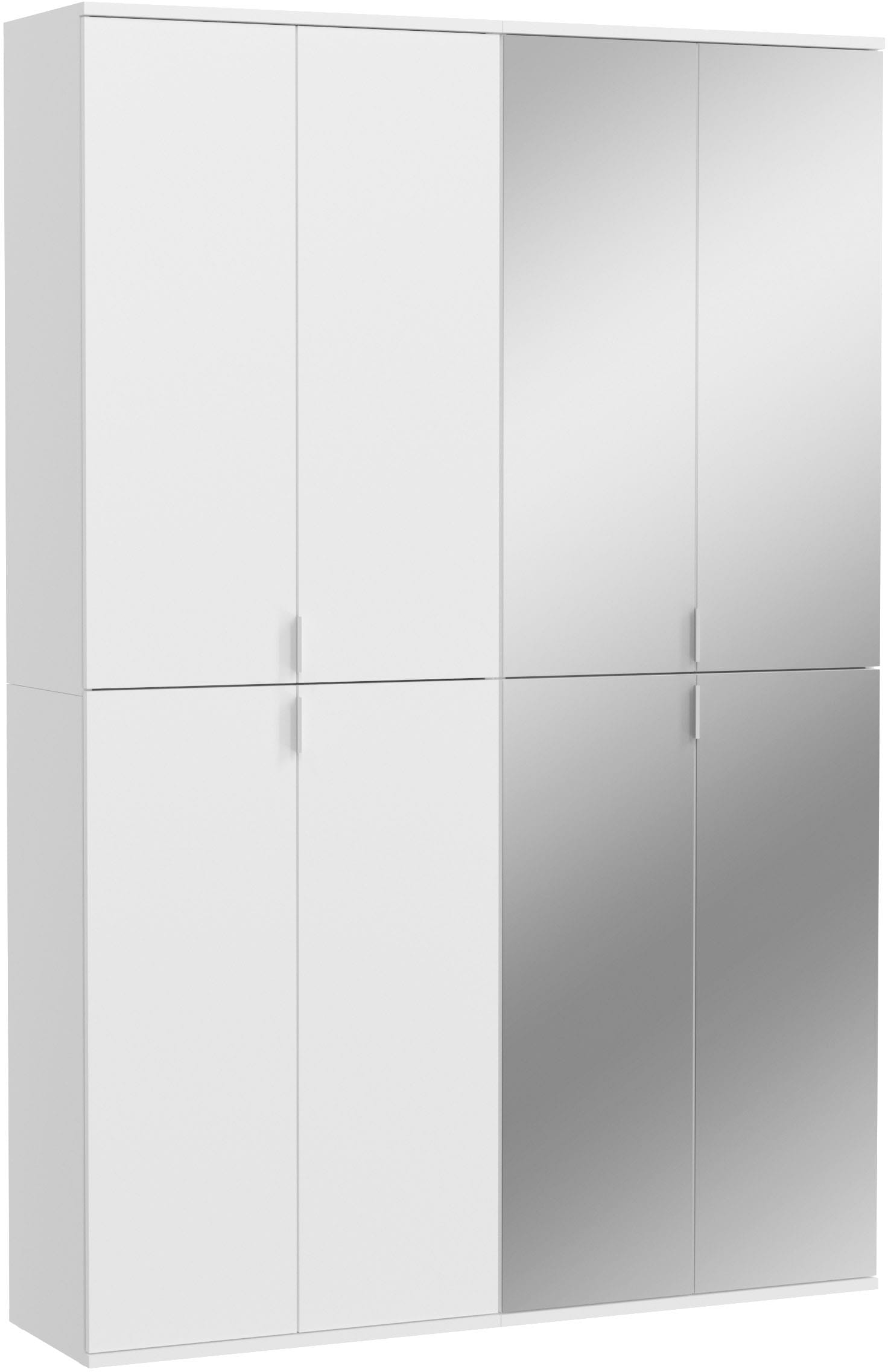 INOSIGN Garderoben-Set »Trondheim, Breite 122 cm, best. aus 2 Schränken, 8 Türen, 18 Fächer«, (Set, 2 St.), inkl. ausziehbarer Kleiderstange, Garderobenschrank, Kleiderschrank