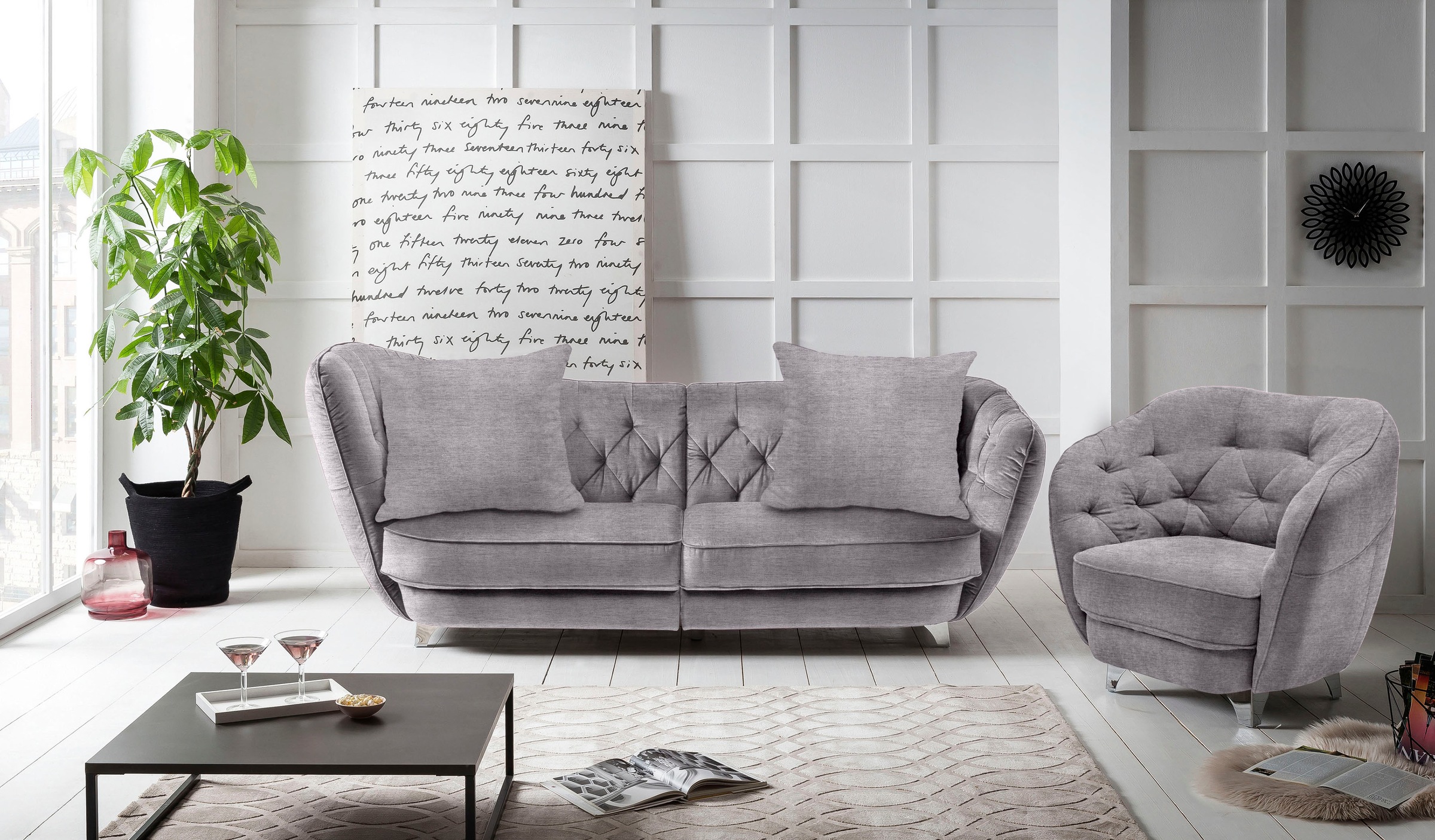 Leonique Big-Sofa »Retro«, stylischer Hochlehner