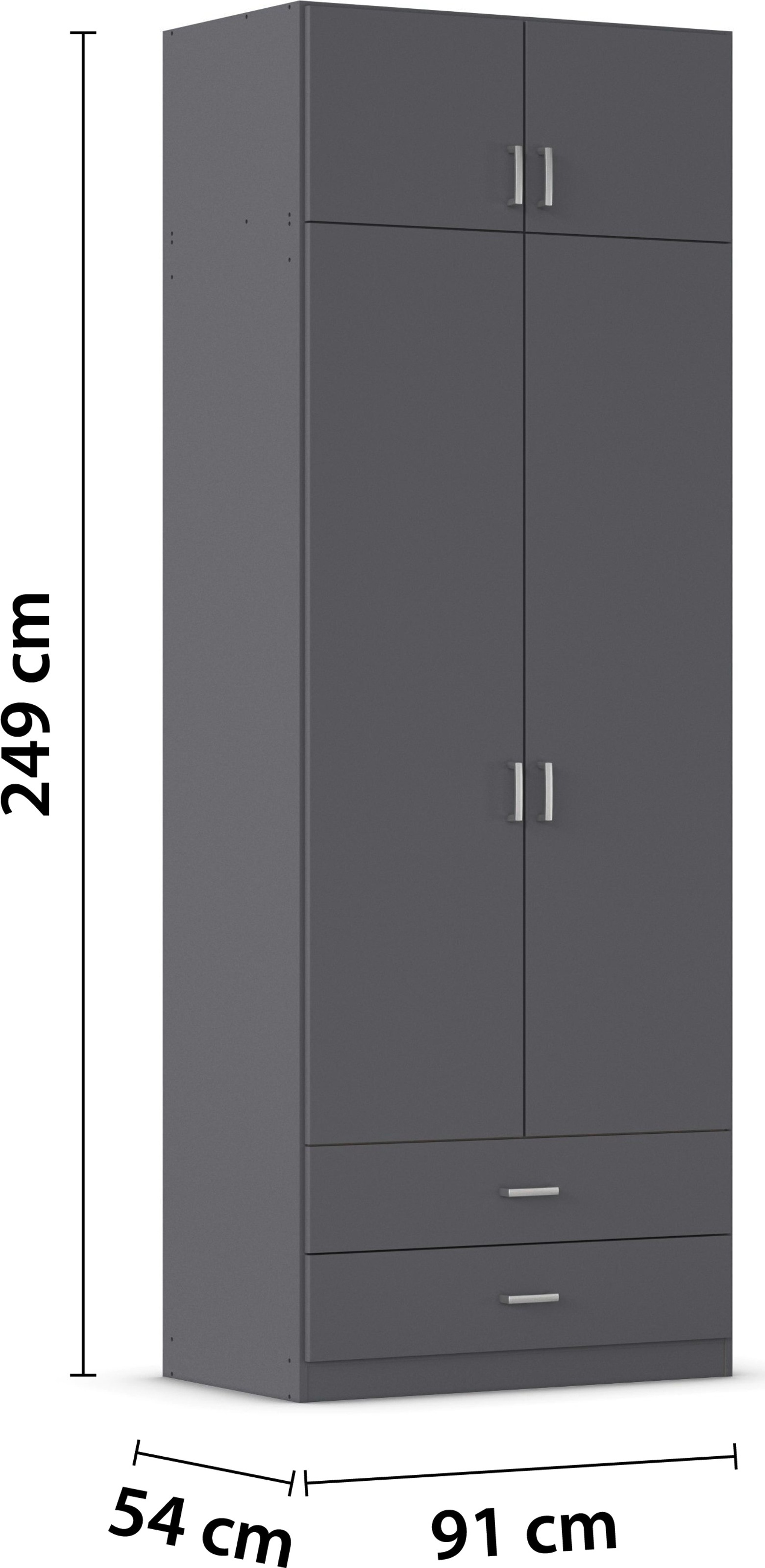 rauch Kleiderschrank »Schrank Garderobe Wäscheschrank GAMMA in 4 Breiten 91-226 cm« 3 verschiedene Ausstattungen BASIC/CLASSIC/PREMIUM (inkl. SOFT-CLOSE),  mit Schubladen und Schrankaufsatz, schlichtes Design MADE IN GERMANY
