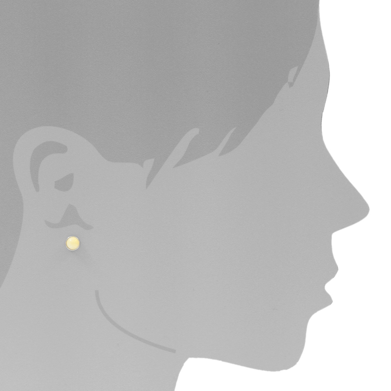 OSTSEE-SCHMUCK Classic 6 mm Stud Earrings Silver Yellow 2